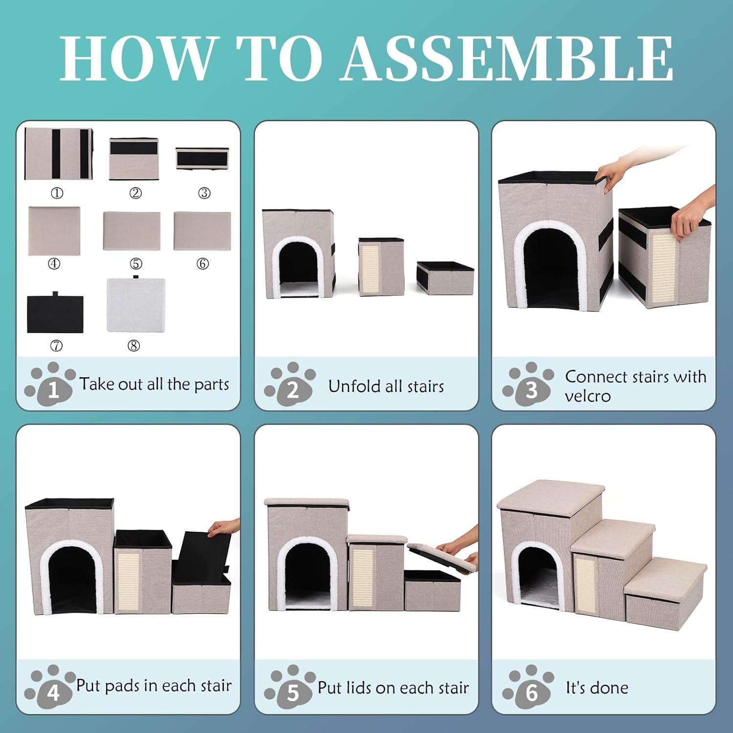 Escalones Plegables para Perros Shikha Beige 75x35x43cm