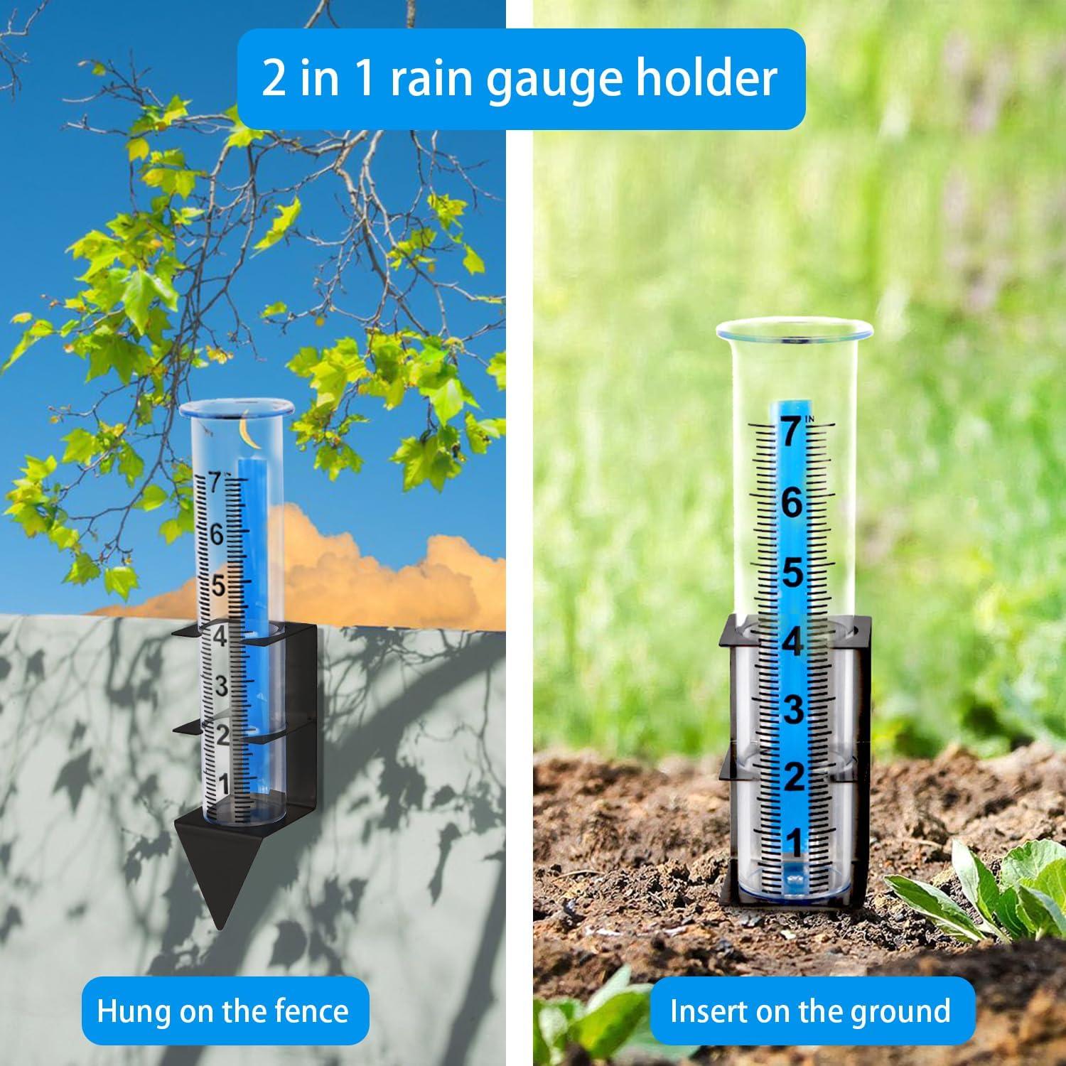 Pluviómetro Exterior Timenued 17.78 cm con Soporte Acero Inoxidable