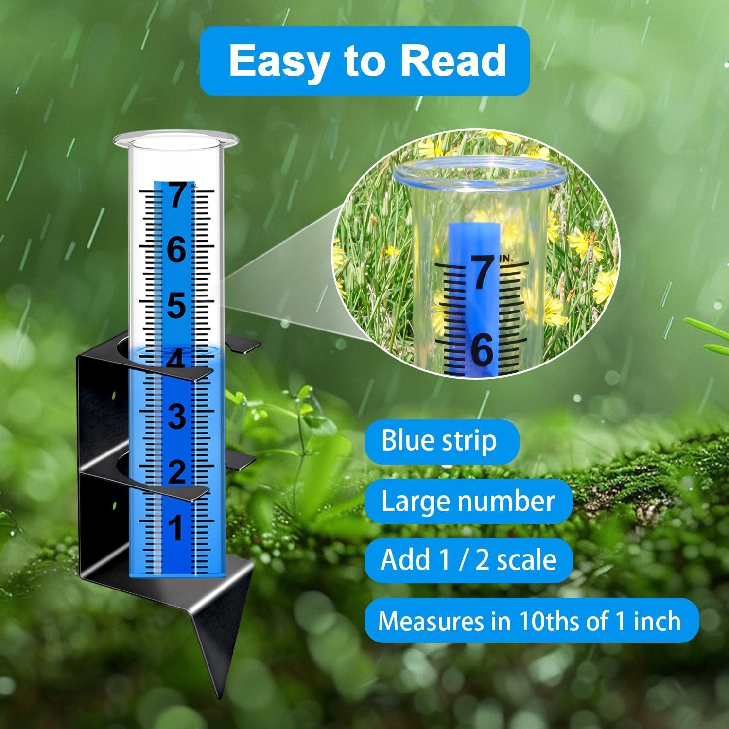 Pluviómetro Exterior Timenued 17.78 cm con Soporte Acero Inoxidable