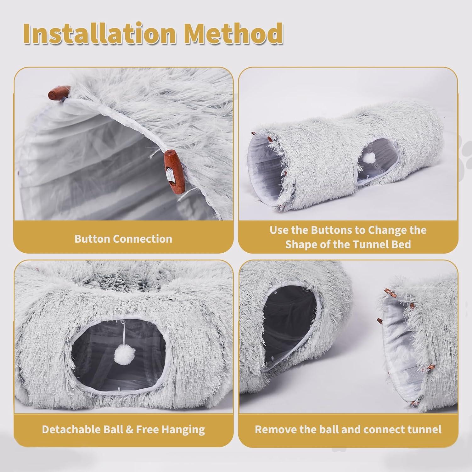 Túneles para Gatos Odoland con Cama Esponjosa y 20 Juguetes