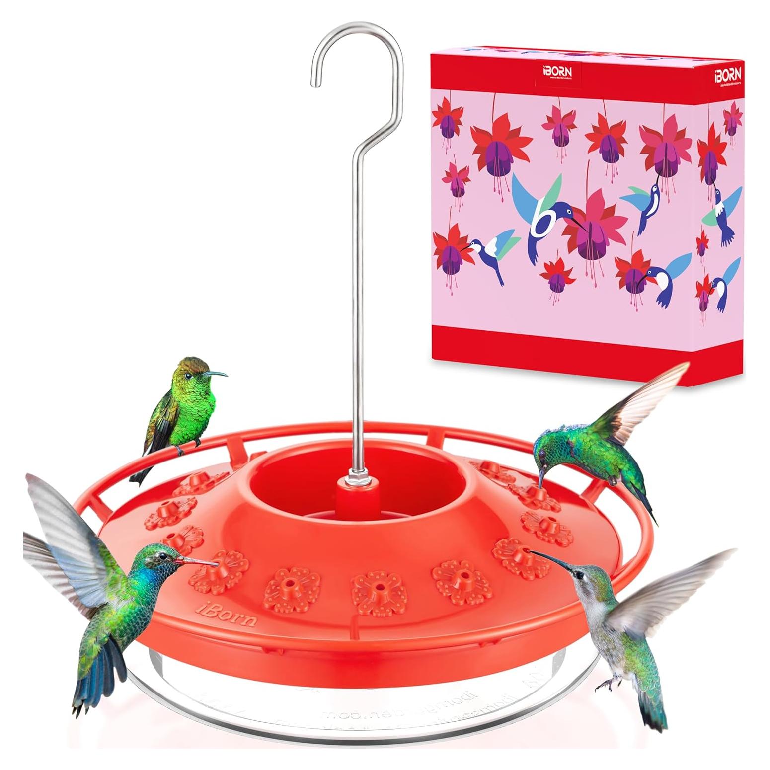 Alimentador de Colibrí iBorn 13 oz Rojo a Prueba de Abejas