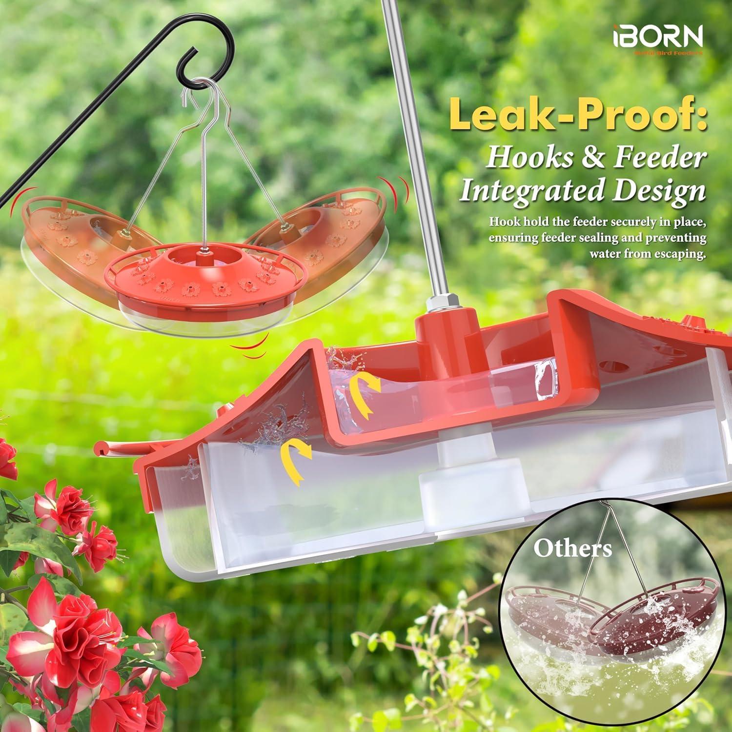 Alimentador de Colibrí iBorn 13 oz Rojo a Prueba de Abejas