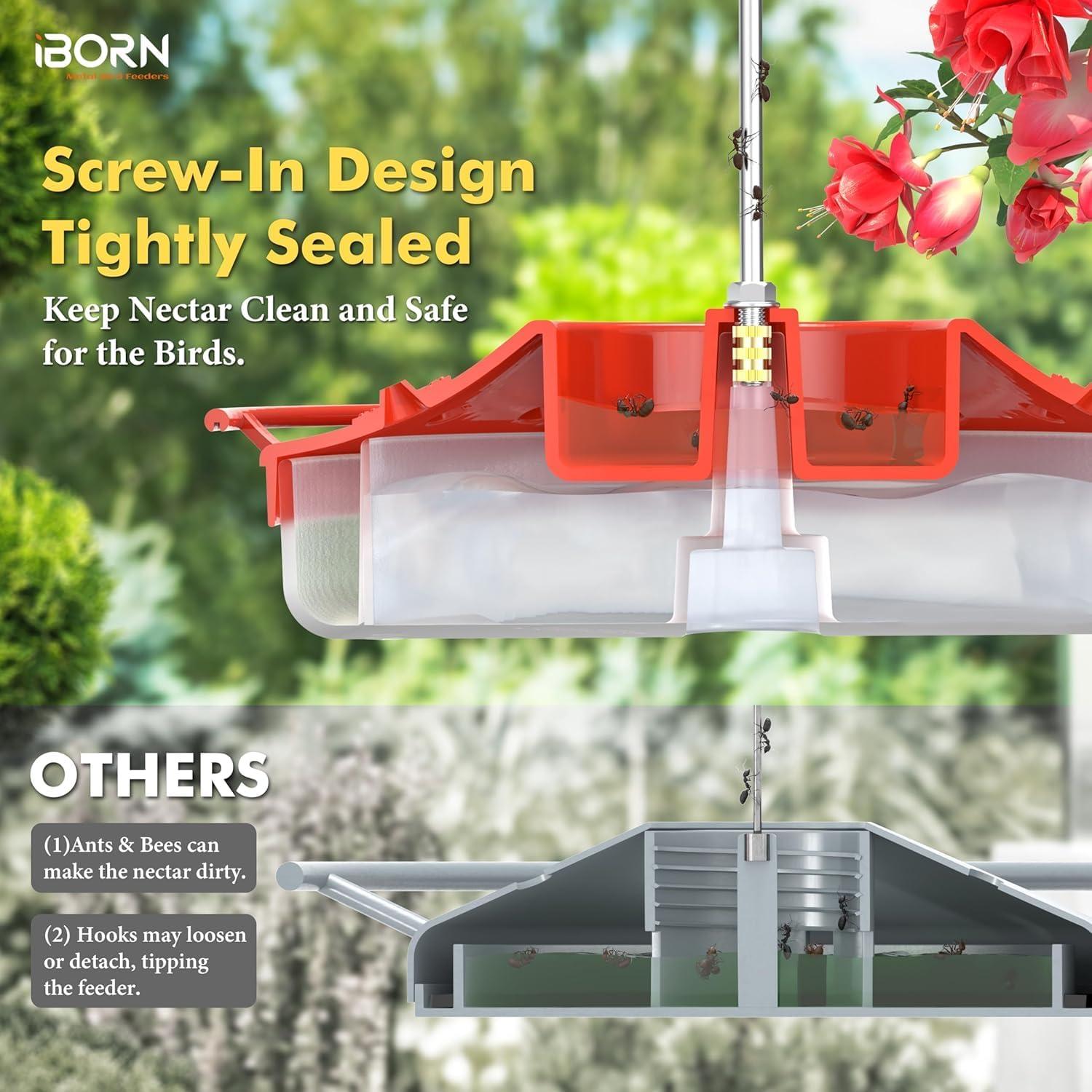 Alimentador de Colibrí iBorn 13 oz Rojo a Prueba de Abejas