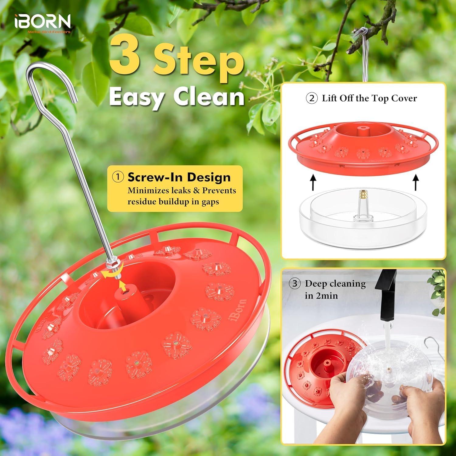 Alimentador de Colibrí iBorn 13 oz Rojo a Prueba de Abejas