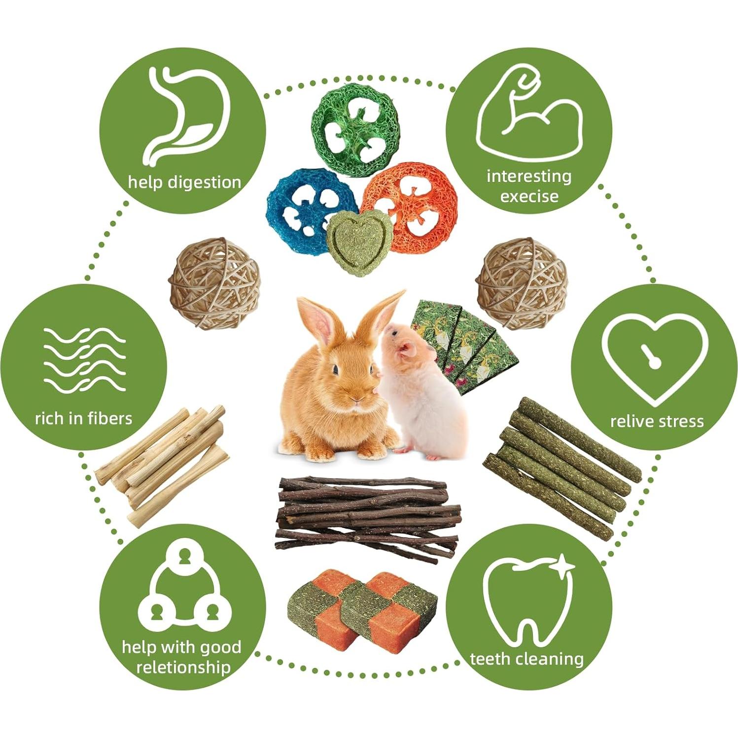 Juguetes para Conejos y Chinchillas Tyotrbs 50-60 Pcs