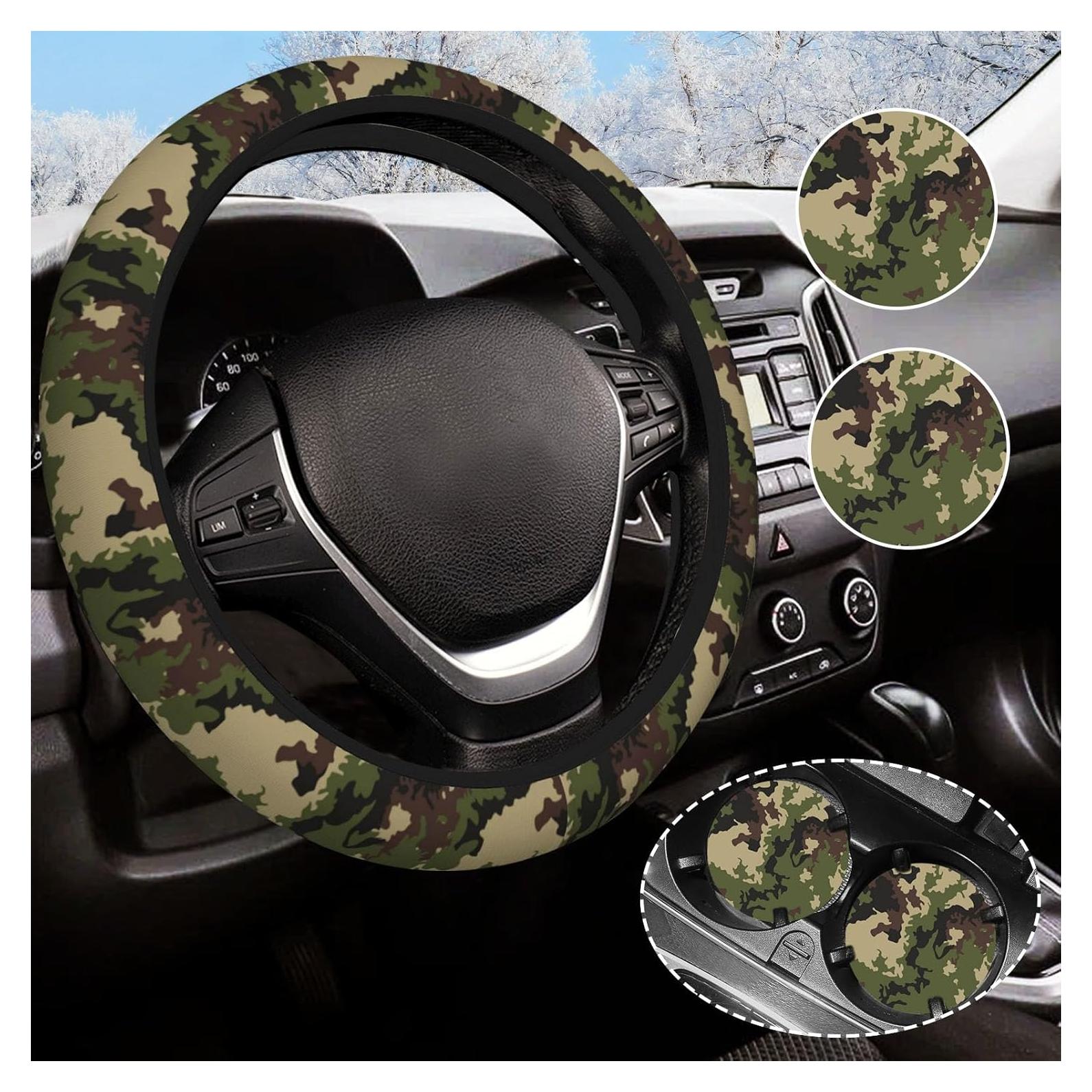 Cubierta de Volante Camuflaje Verde Olemier 14.5-15 Pulgadas