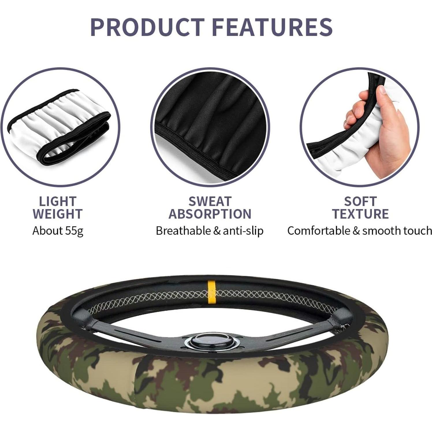 Cubierta de Volante Camuflaje Verde Olemier 14.5-15 Pulgadas