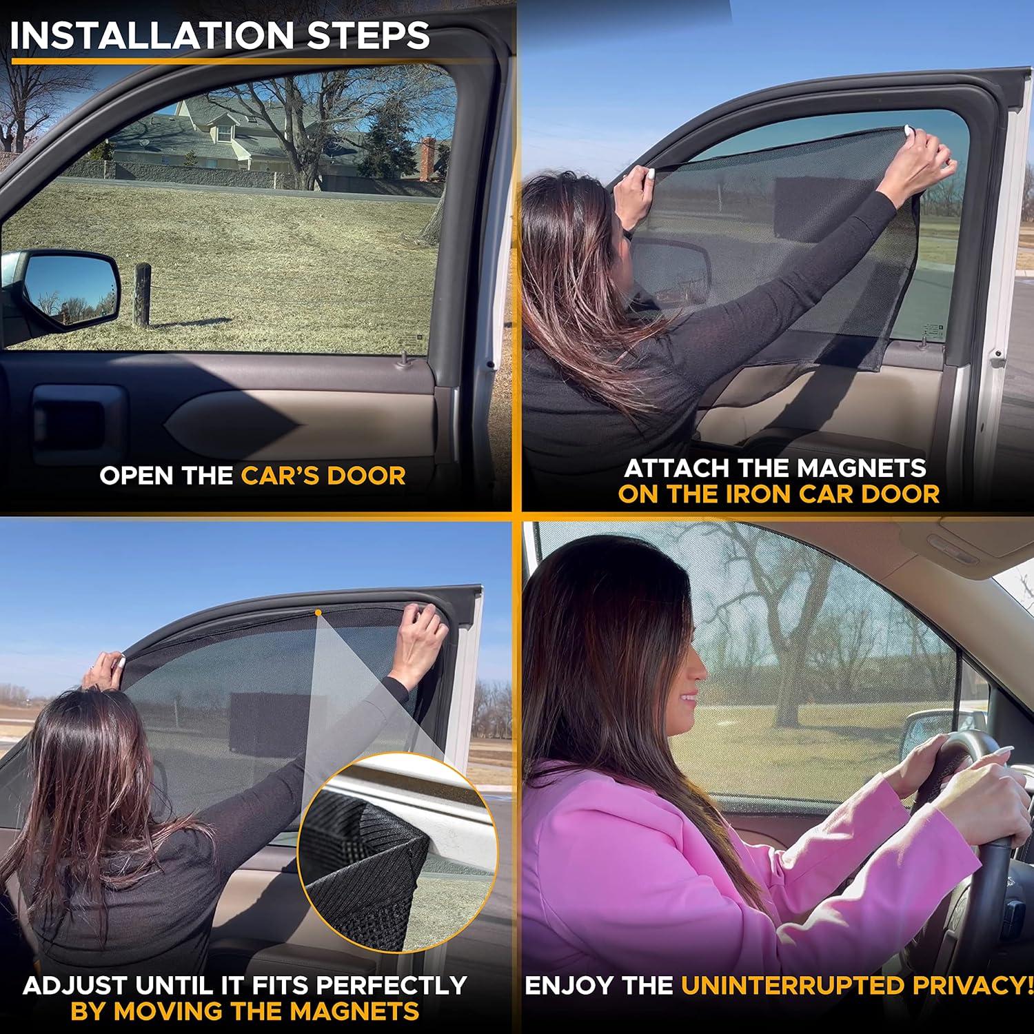 EcoNour Sombrillas Magnéticas para Ventanas de Auto 2 Pzas 61x48cm