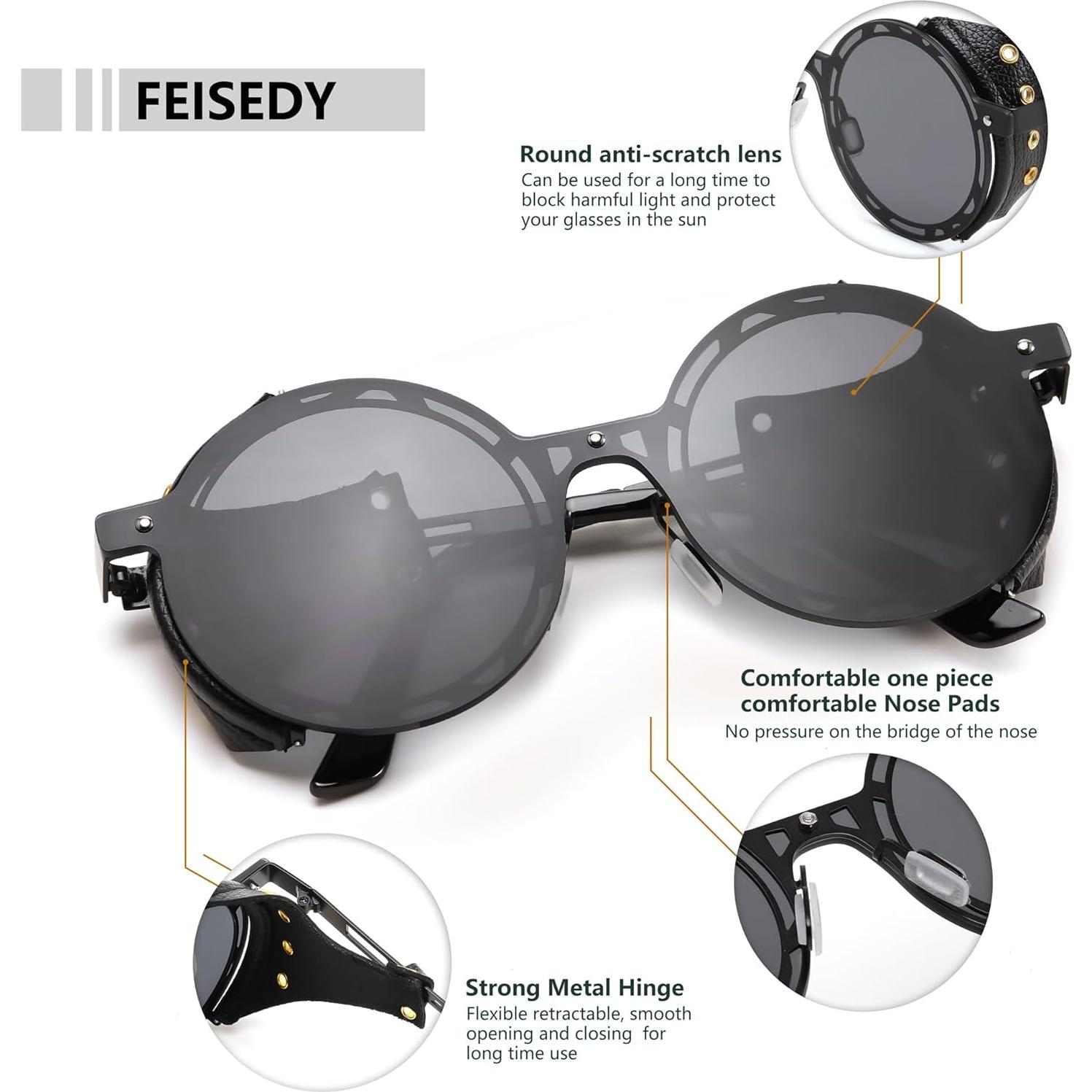 Gafas de Sol Retro Steampunk FEISEDY Unisex UV400