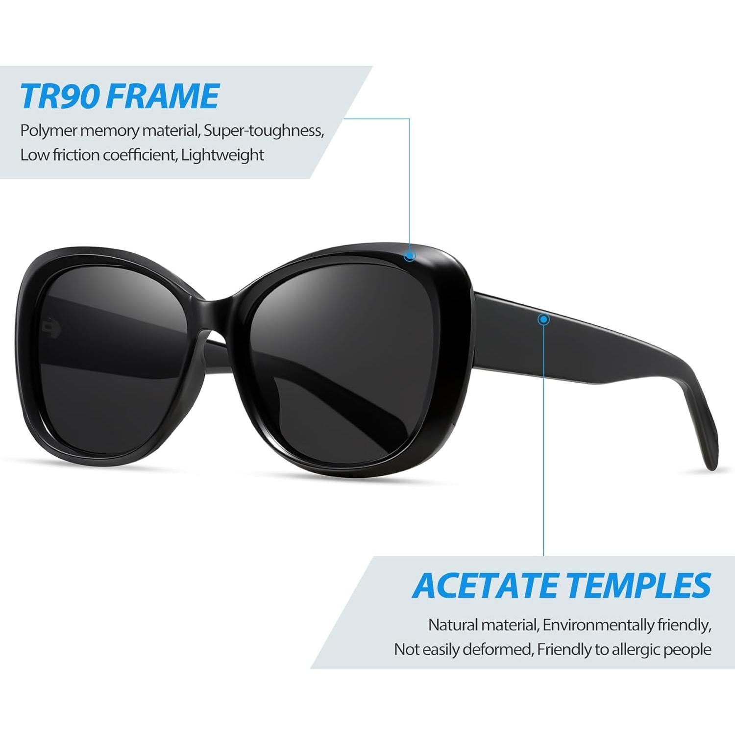 Gafas de sol Joopin de acetato grandes con protección UV polarizada