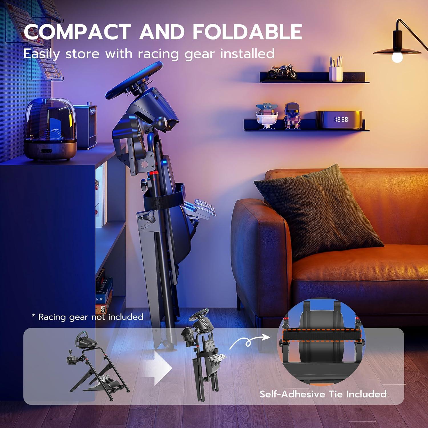 Soporte de Volante ARES WING GRS1004BK Plegable para Simulación