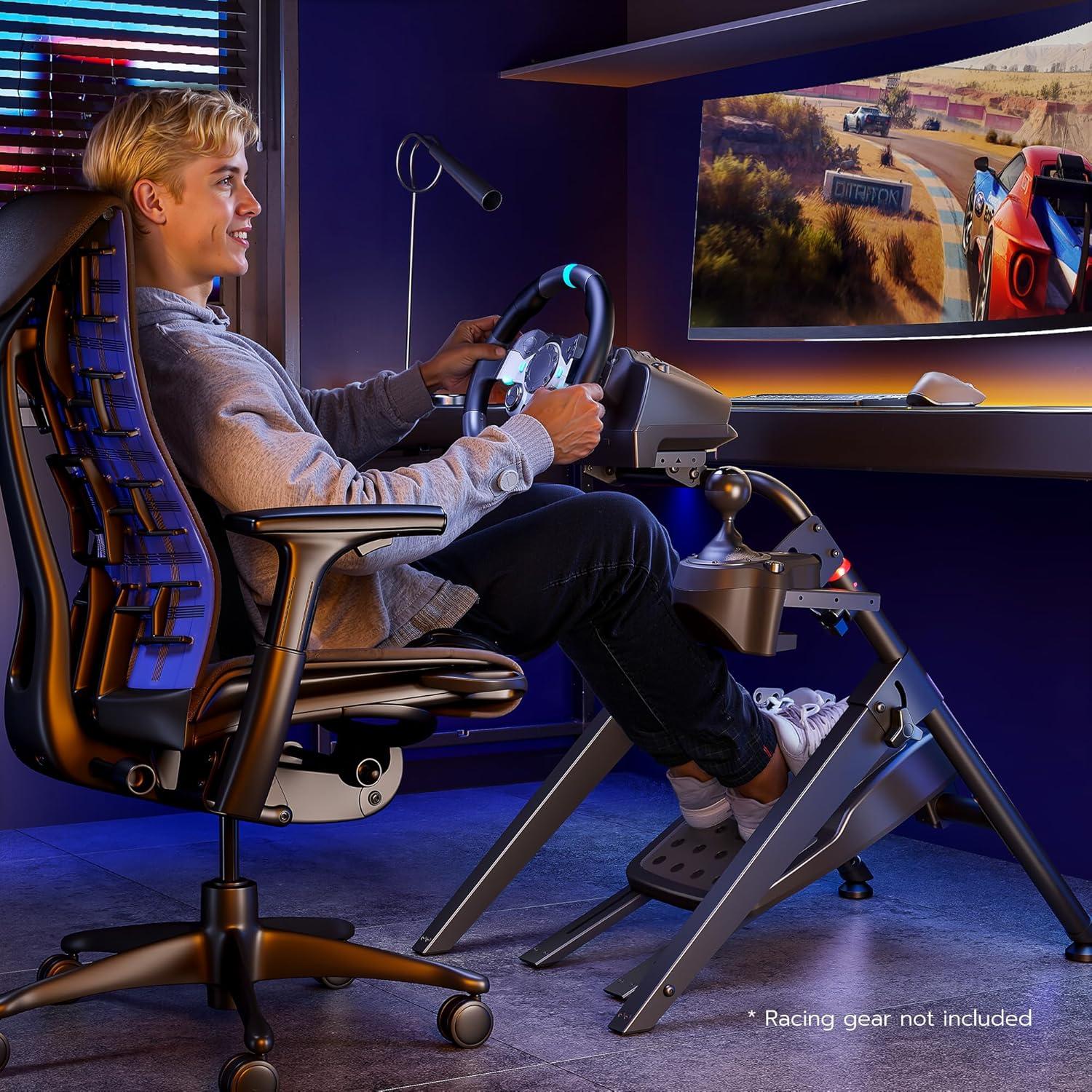 Soporte de Volante ARES WING GRS1004BK Plegable para Simulación