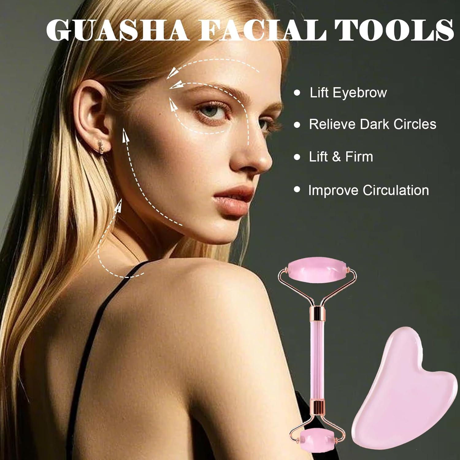 Juego de Masaje Facial Gua Sha y Rodillo Ao Yee ZGL 16.5cm