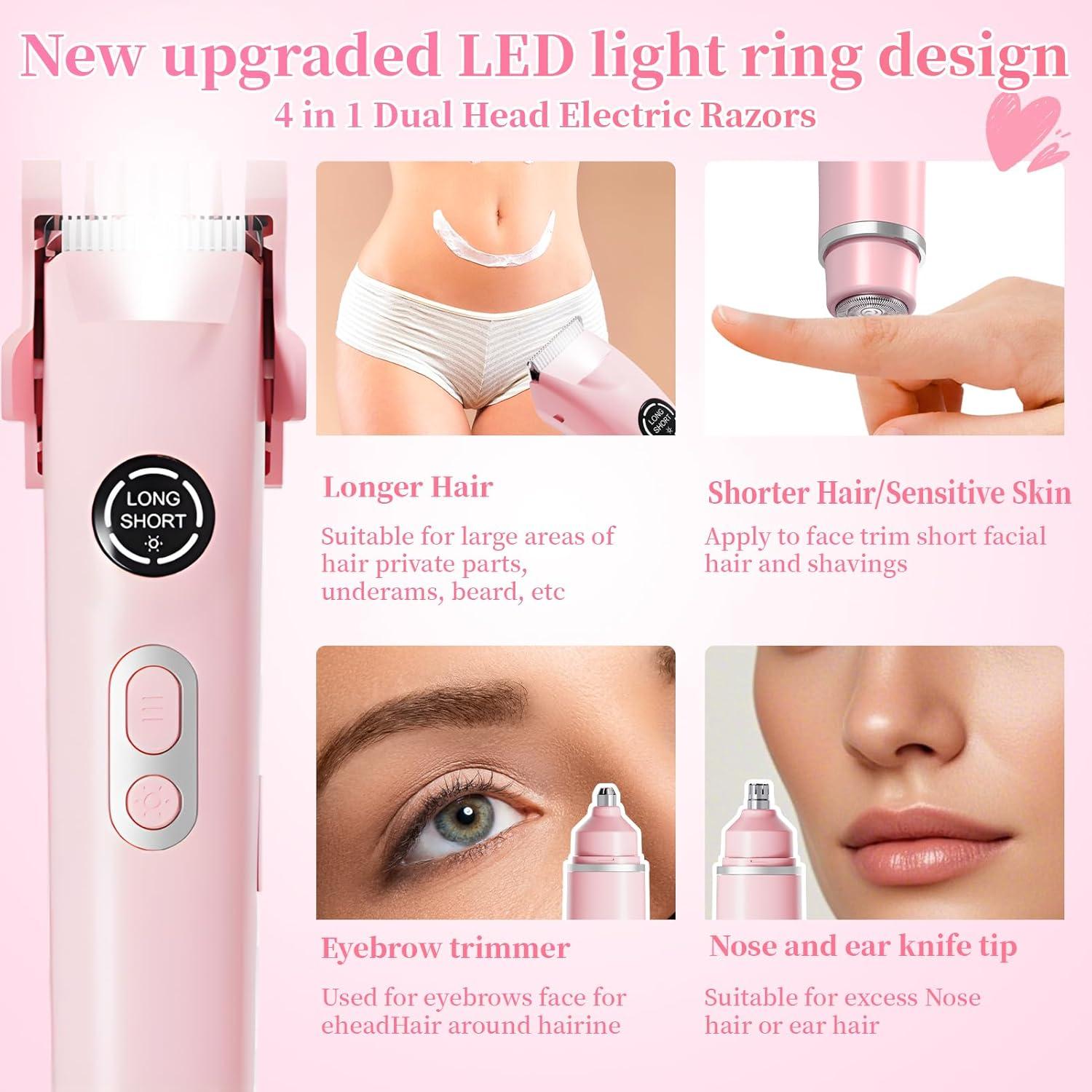 Recortadora de Bikini 4 en 1 TMQ Rosa Impermeable IPX7