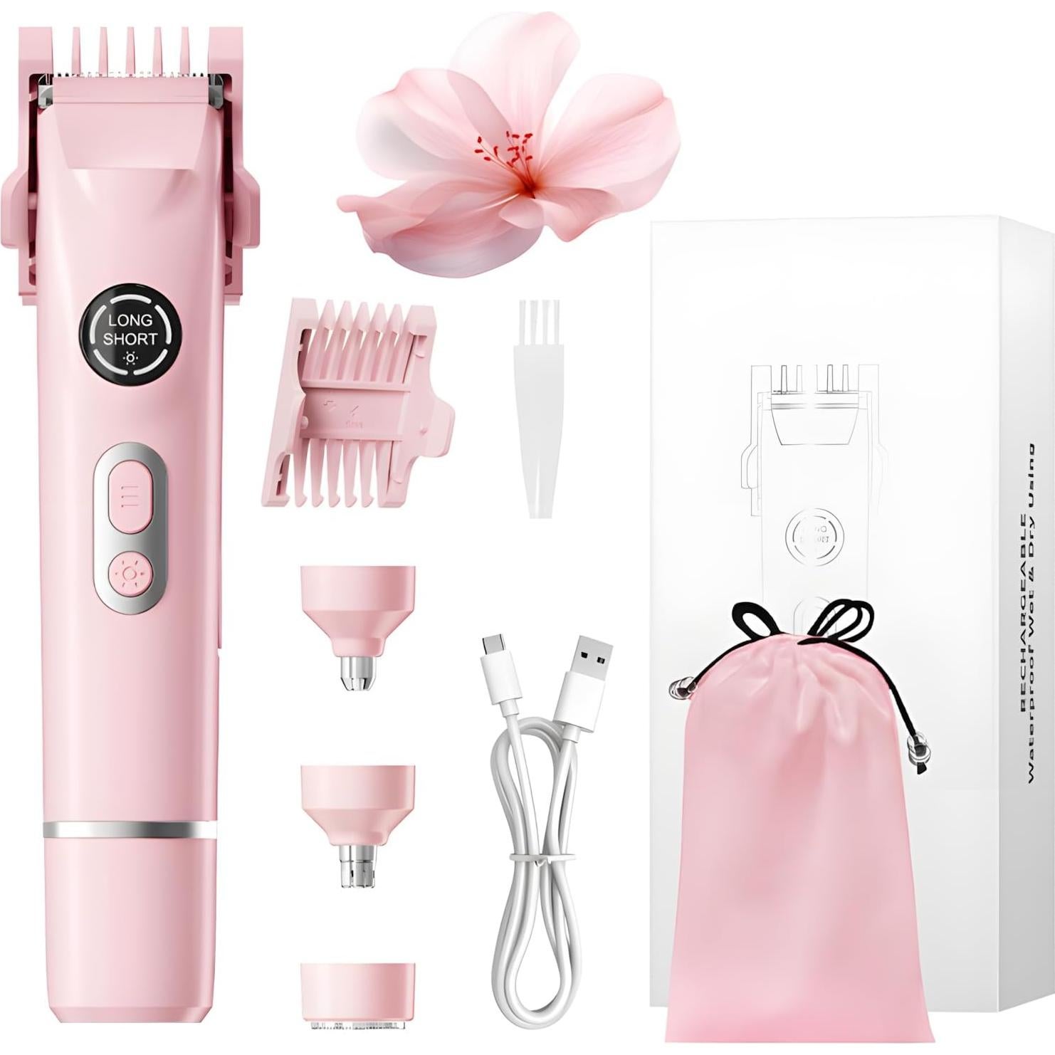 Recortadora de Bikini 4 en 1 TMQ Rosa Impermeable IPX7