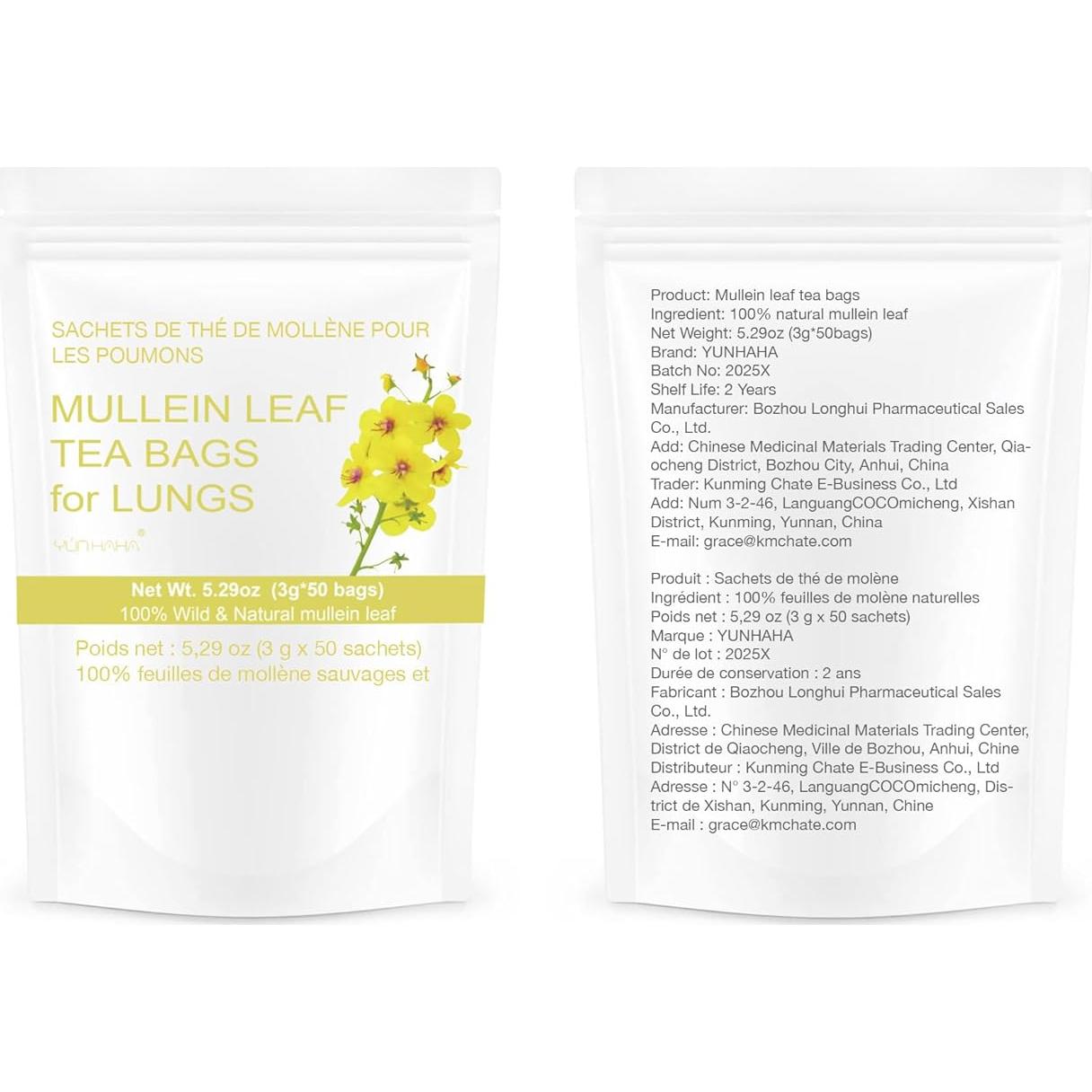 50 Bolsas de Té de Mullein VitalForest - Detox Pulmones 3g