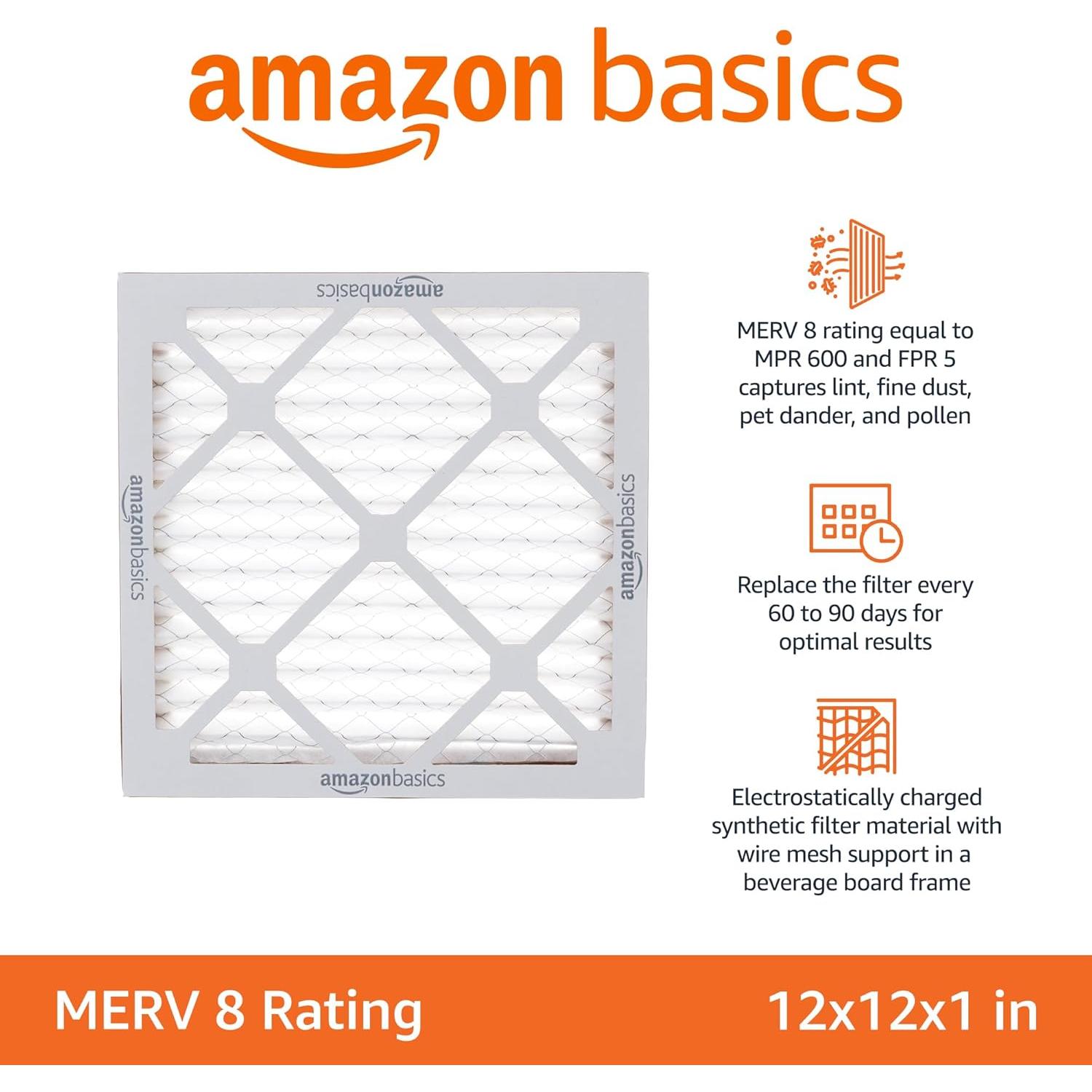 Filtros de Aire Amazon Basics MERV 8 12x12x1 Paquete de 6