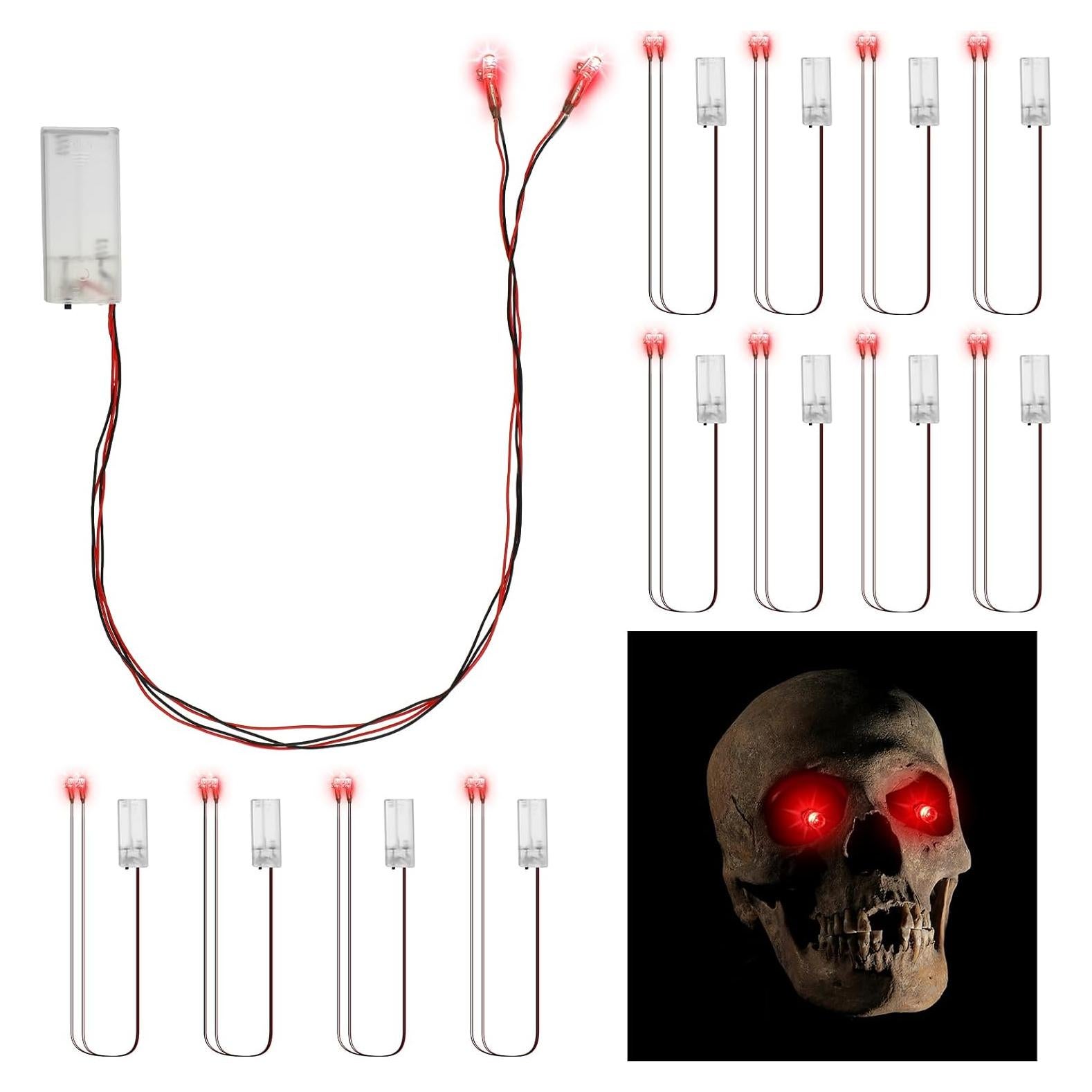 Luces LED Halloween 12 Pcs Ojos Rojos Xuhal 61 cm Batería No Incluida