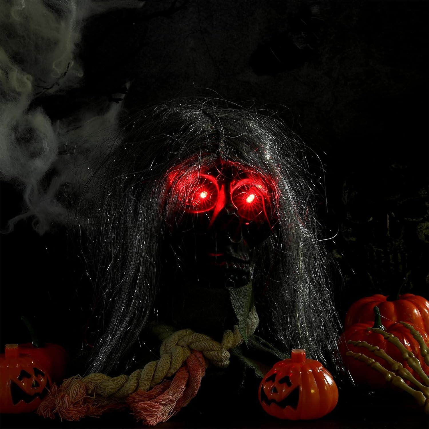 Luces LED Halloween 12 Pcs Ojos Rojos Xuhal 61 cm Batería No Incluida