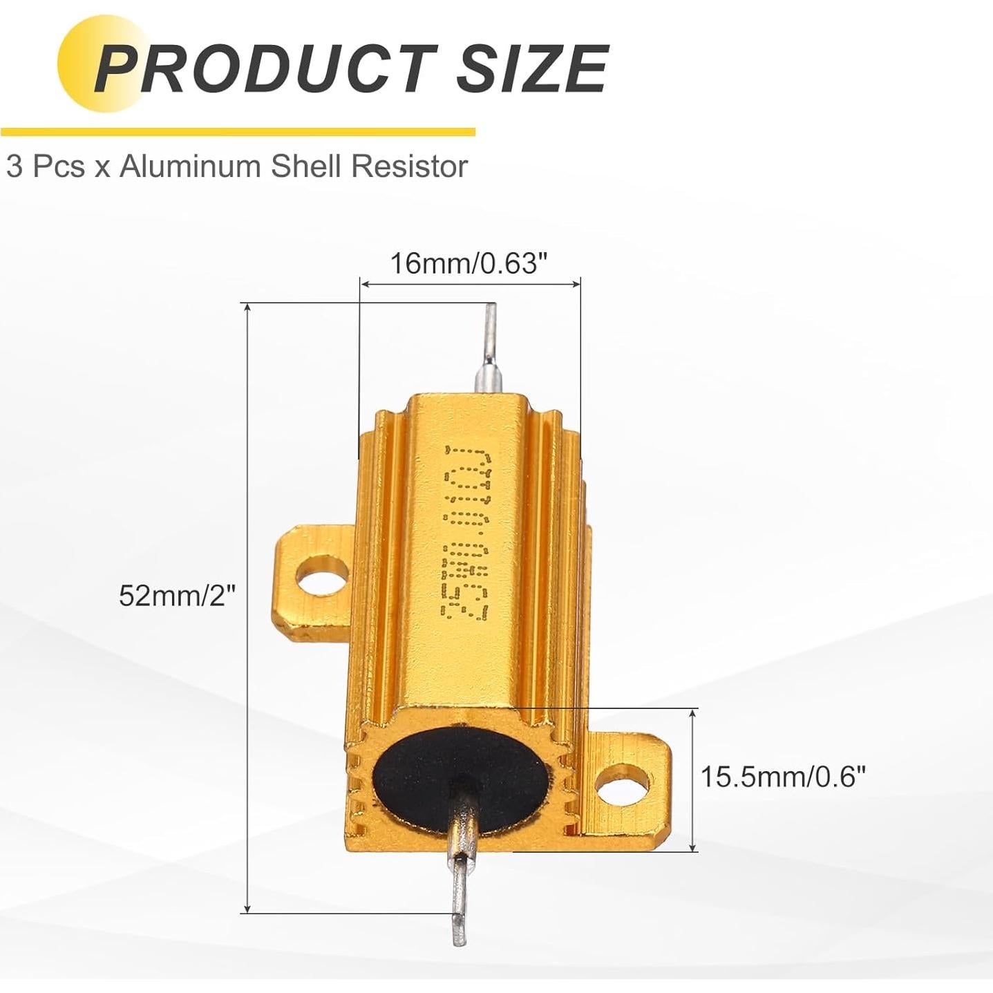Resistores de Carcasa de Aluminio uxcell 25W 0.01 Ohm 3 Pcs