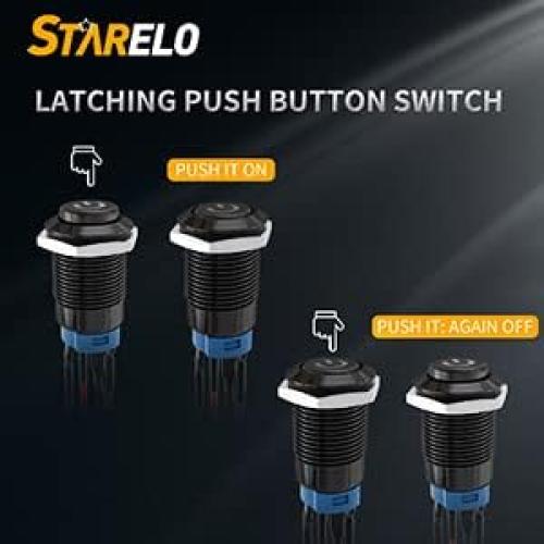 Interruptor de Botón LED STARELO 12mm IP65 5PCS Azul