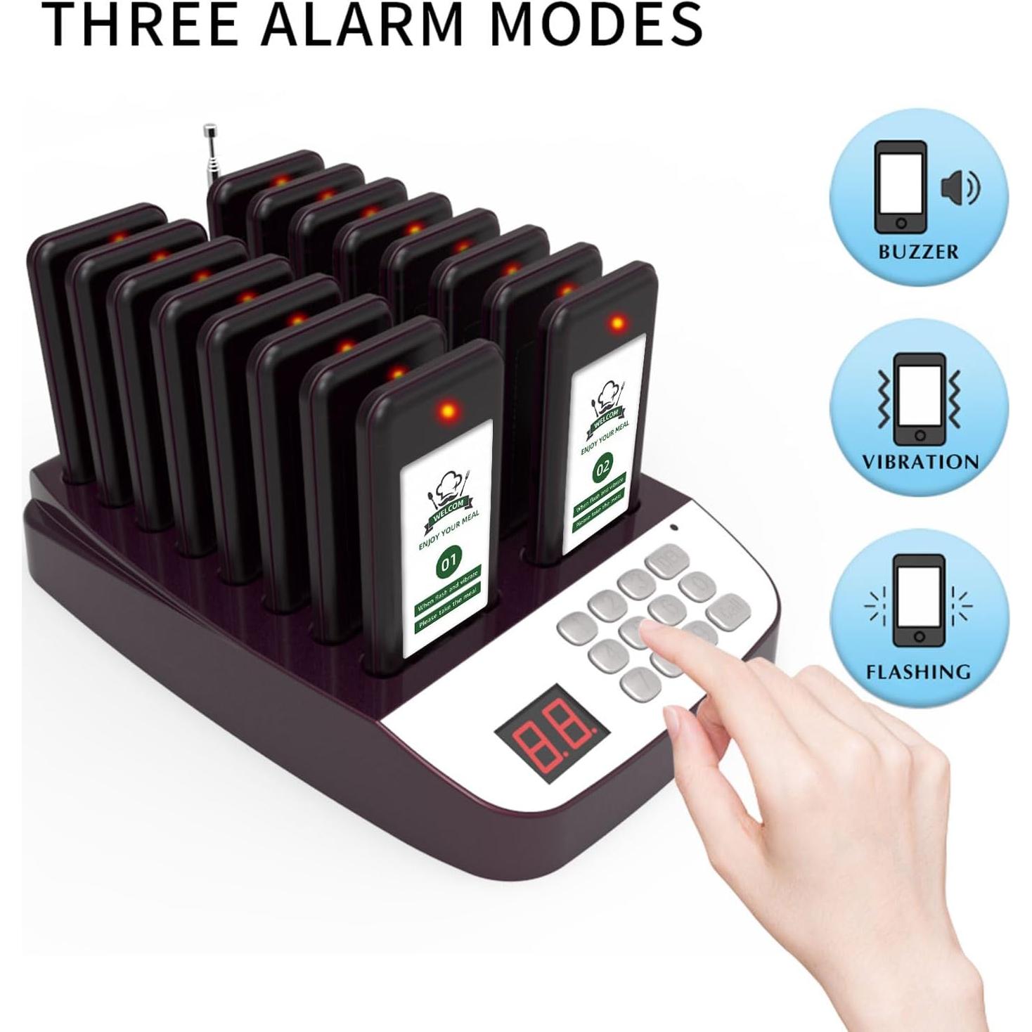 Sistema de Pagers Inalámbricos SavvyMate 16 Pagers 500m Alcance