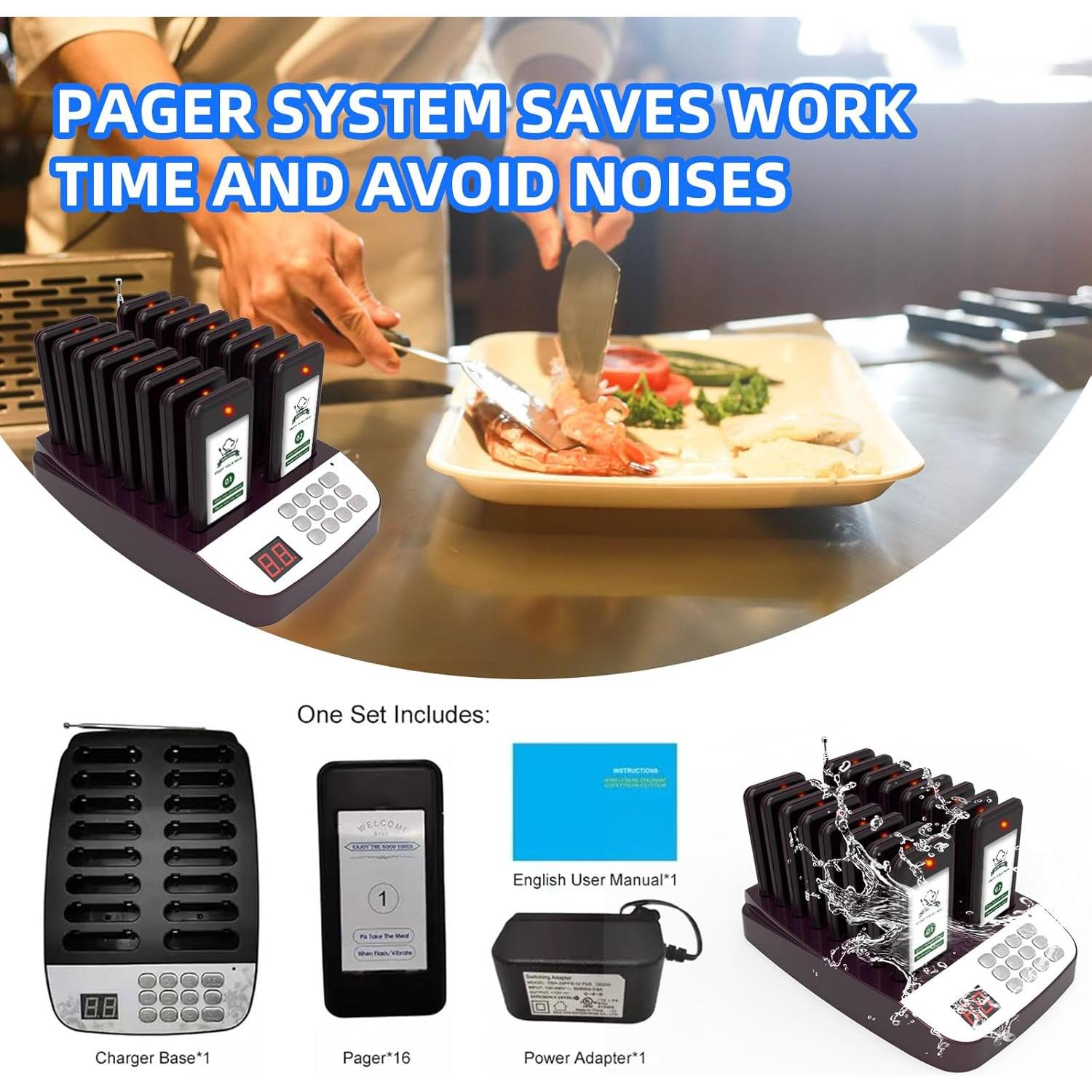 Sistema de Pagers Inalámbricos SavvyMate 16 Pagers 500m Alcance