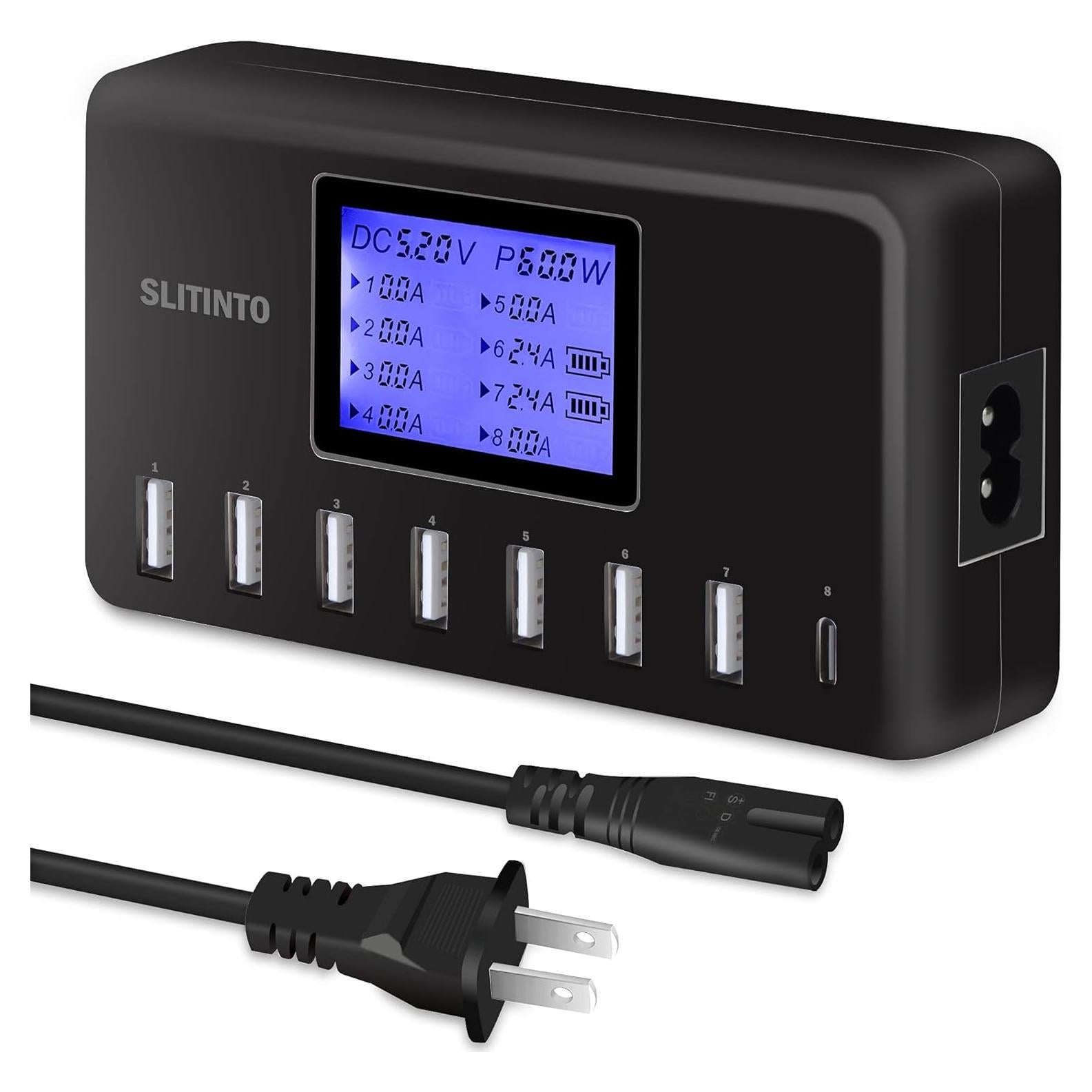 Cargador USB Slitinto 60W 8 Puertos con Pantalla LCD