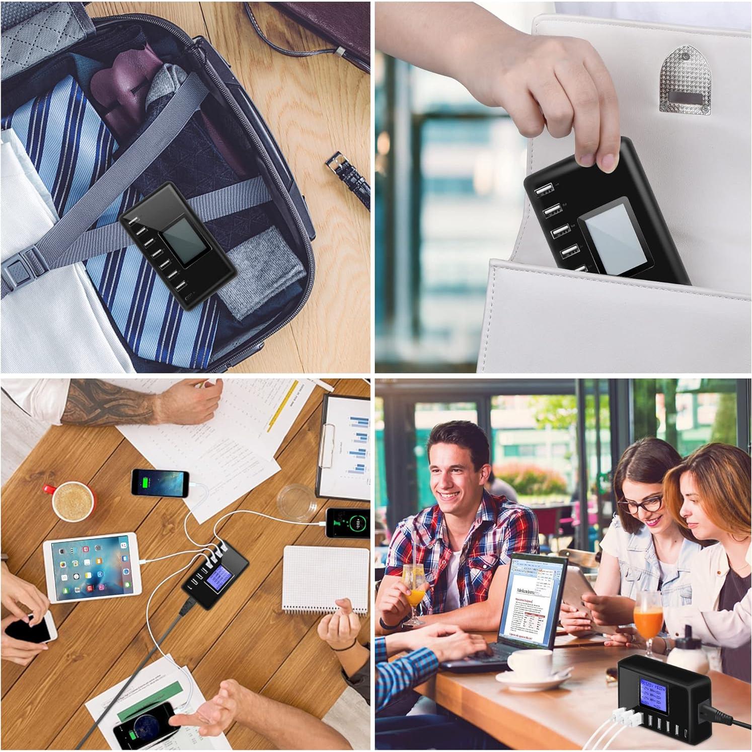 Cargador USB Slitinto 60W 8 Puertos con Pantalla LCD