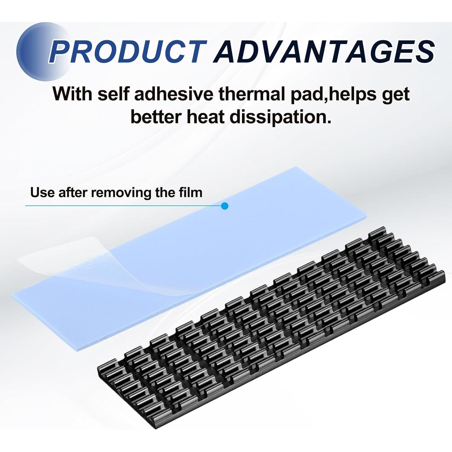 Disipador de Calor PATIKIL para SSD M.2 2280 Aluminio 70x22mm