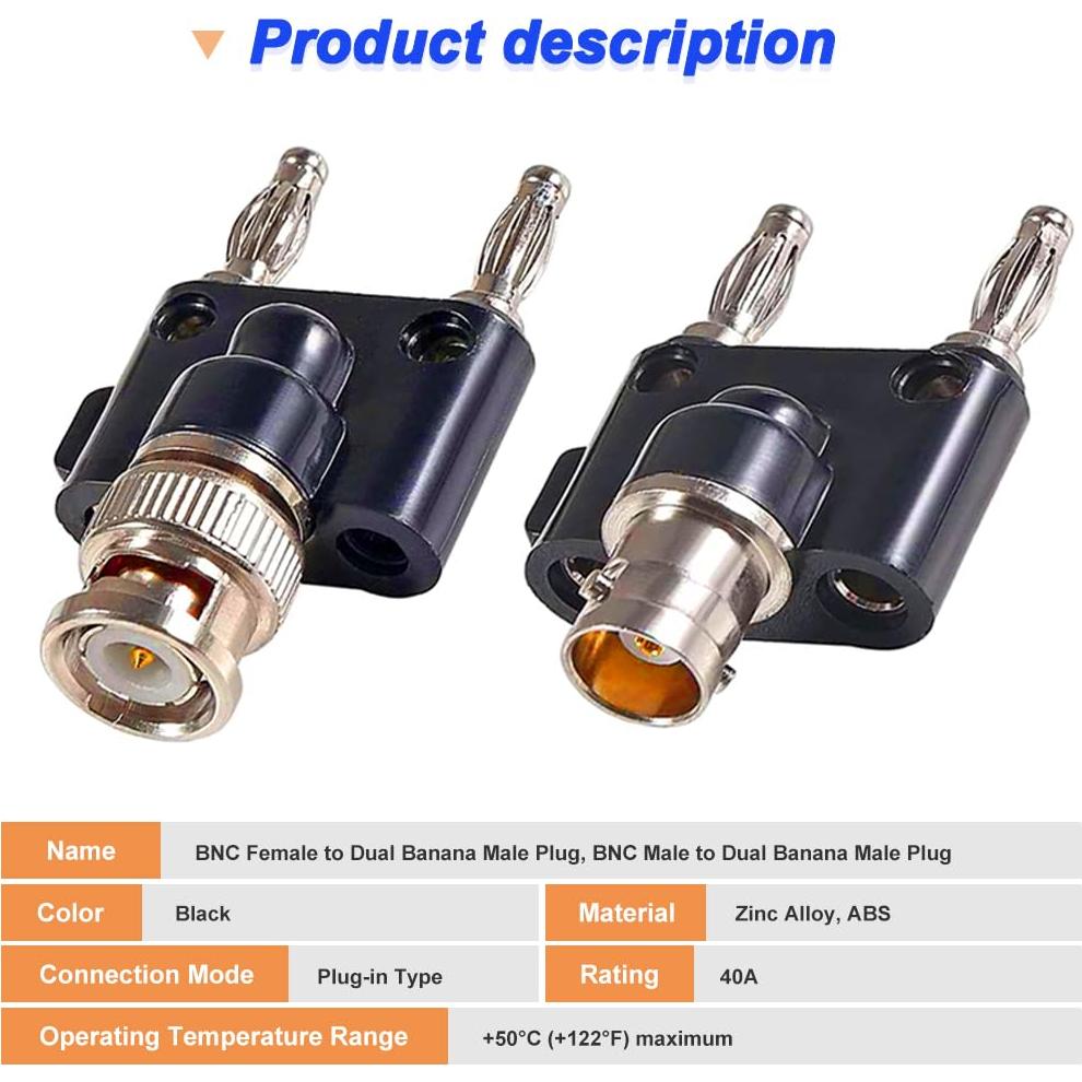 Adaptador Coaxial BNC Macho y Hembra a Doble Banana - DKARDU