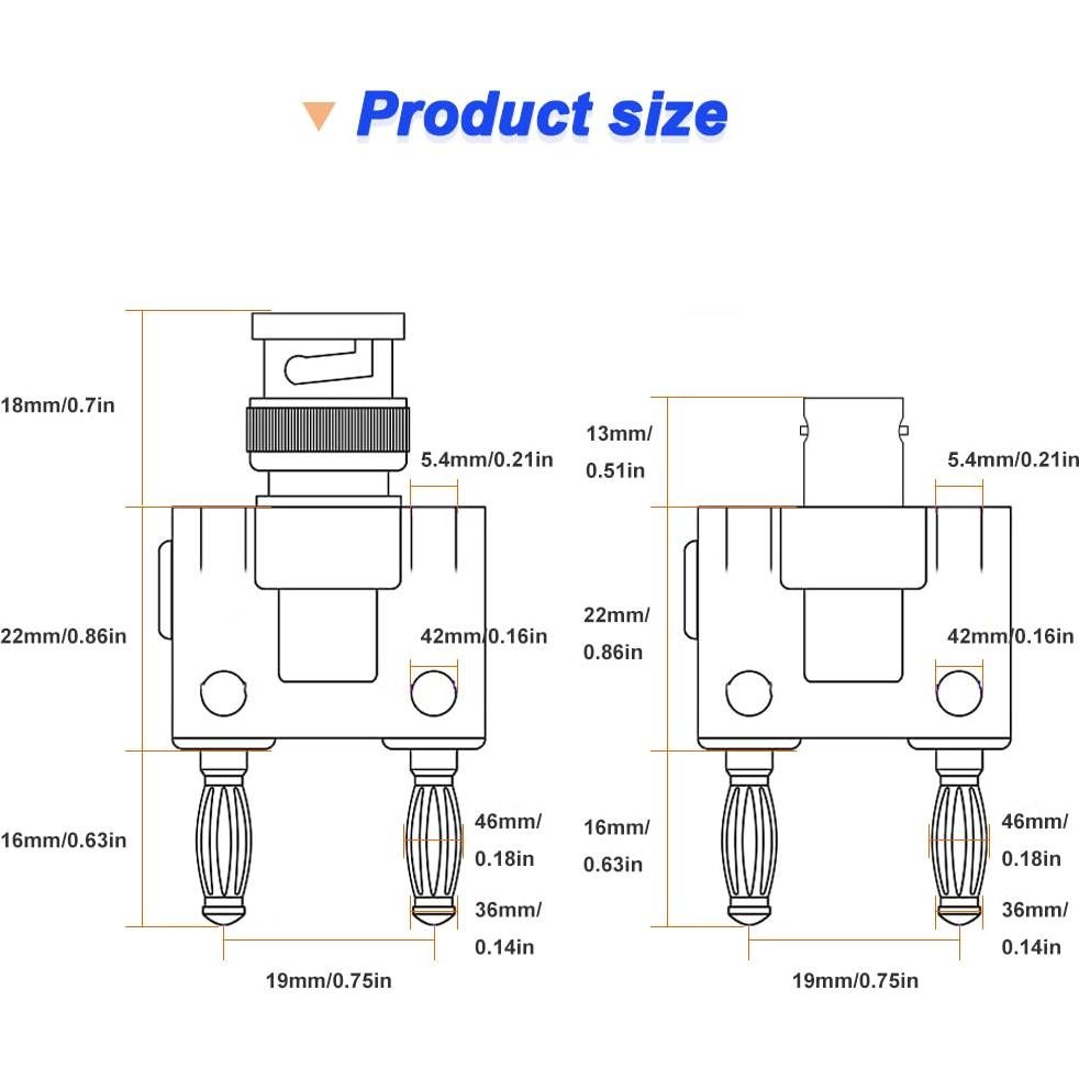 Adaptador Coaxial BNC Macho y Hembra a Doble Banana - DKARDU