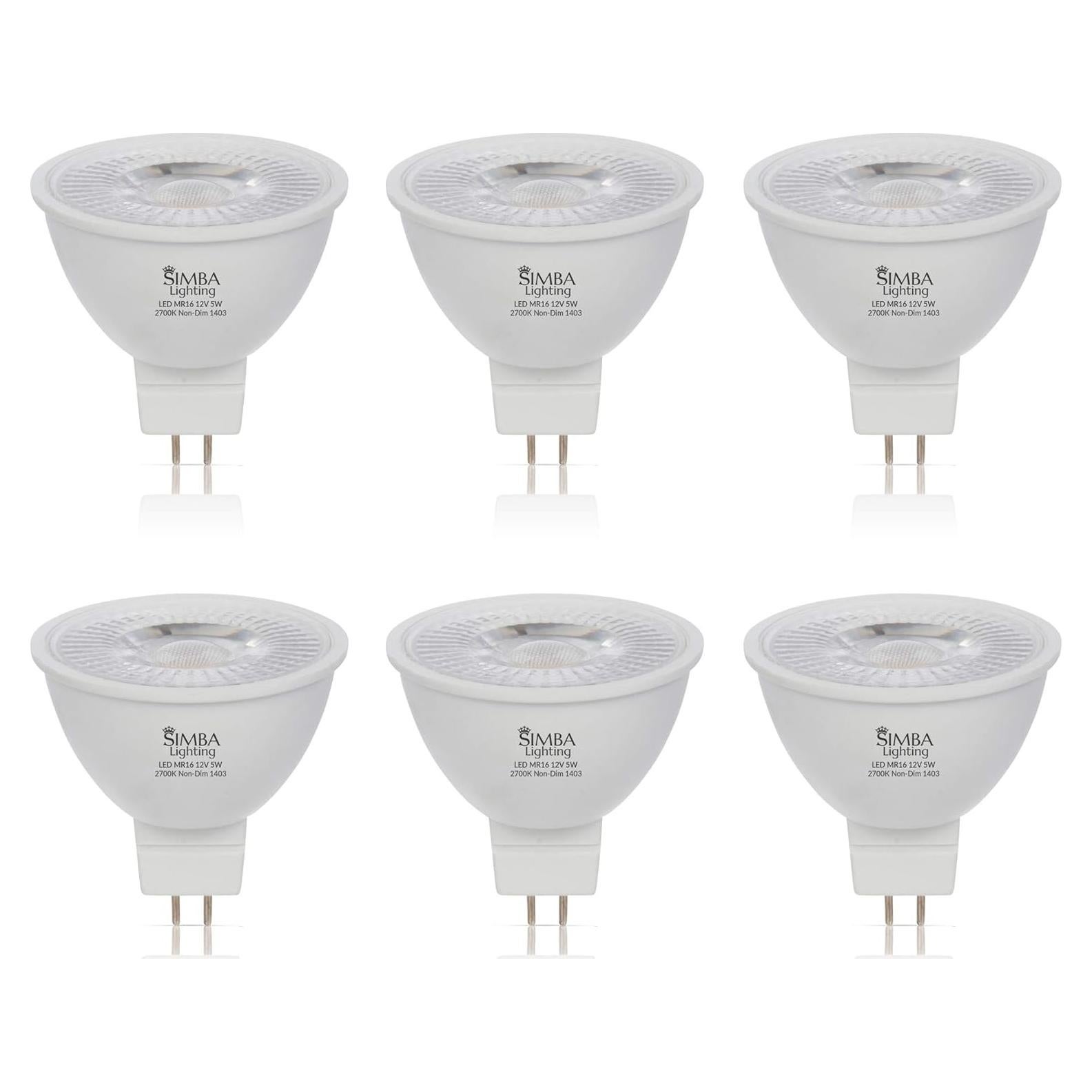 Bombilla LED MR16 5W Simba Lighting 2700K Paquete de 6
