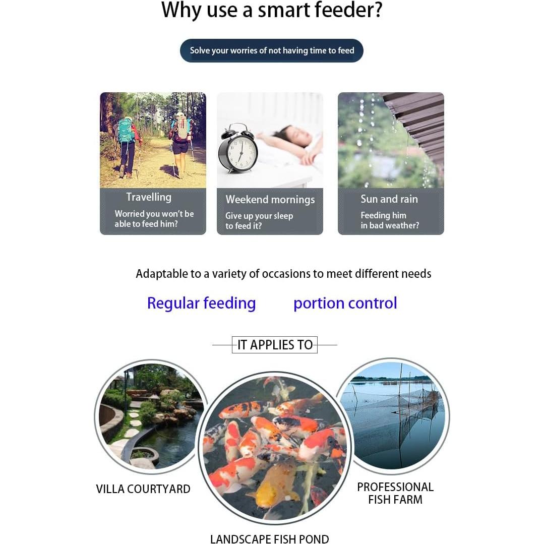 Alimentador Automático de Peces xixibuy 10L Programable Exterior