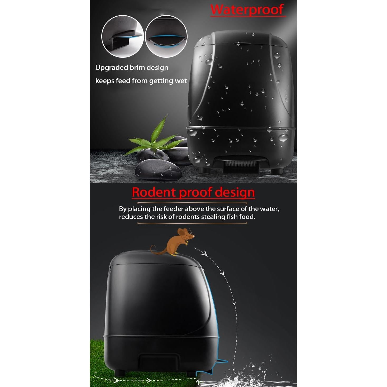 Alimentador Automático de Peces xixibuy 10L Programable Exterior