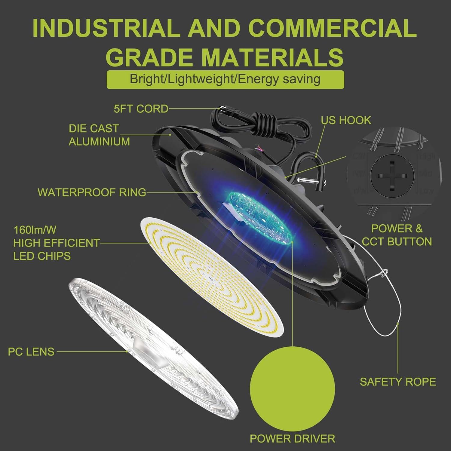 Luz LED Alta Bahía Hylele 200W 6000K Regulable Paquete 5