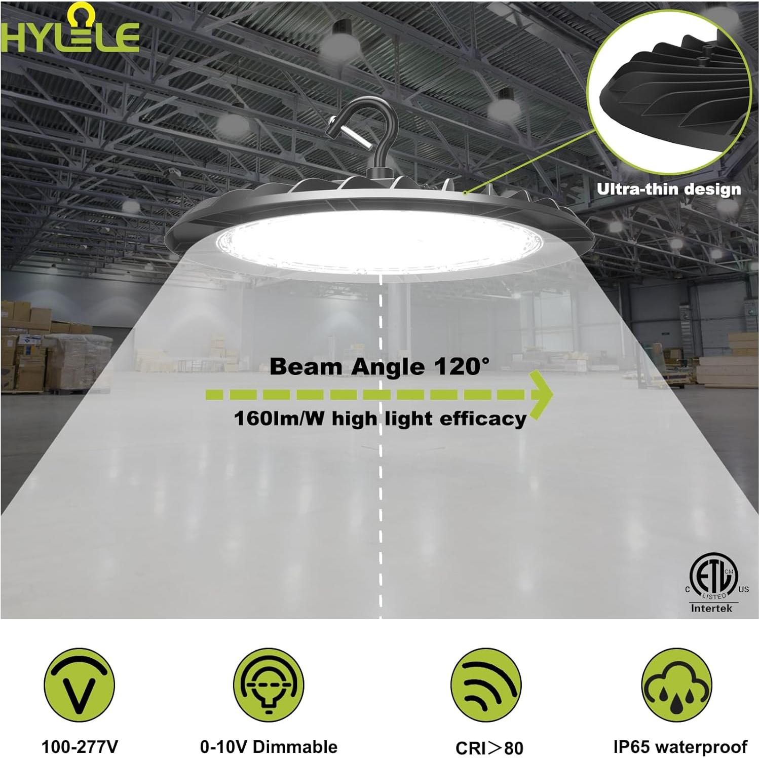 Luz LED Alta Bahía Hylele 200W 6000K Regulable Paquete 5