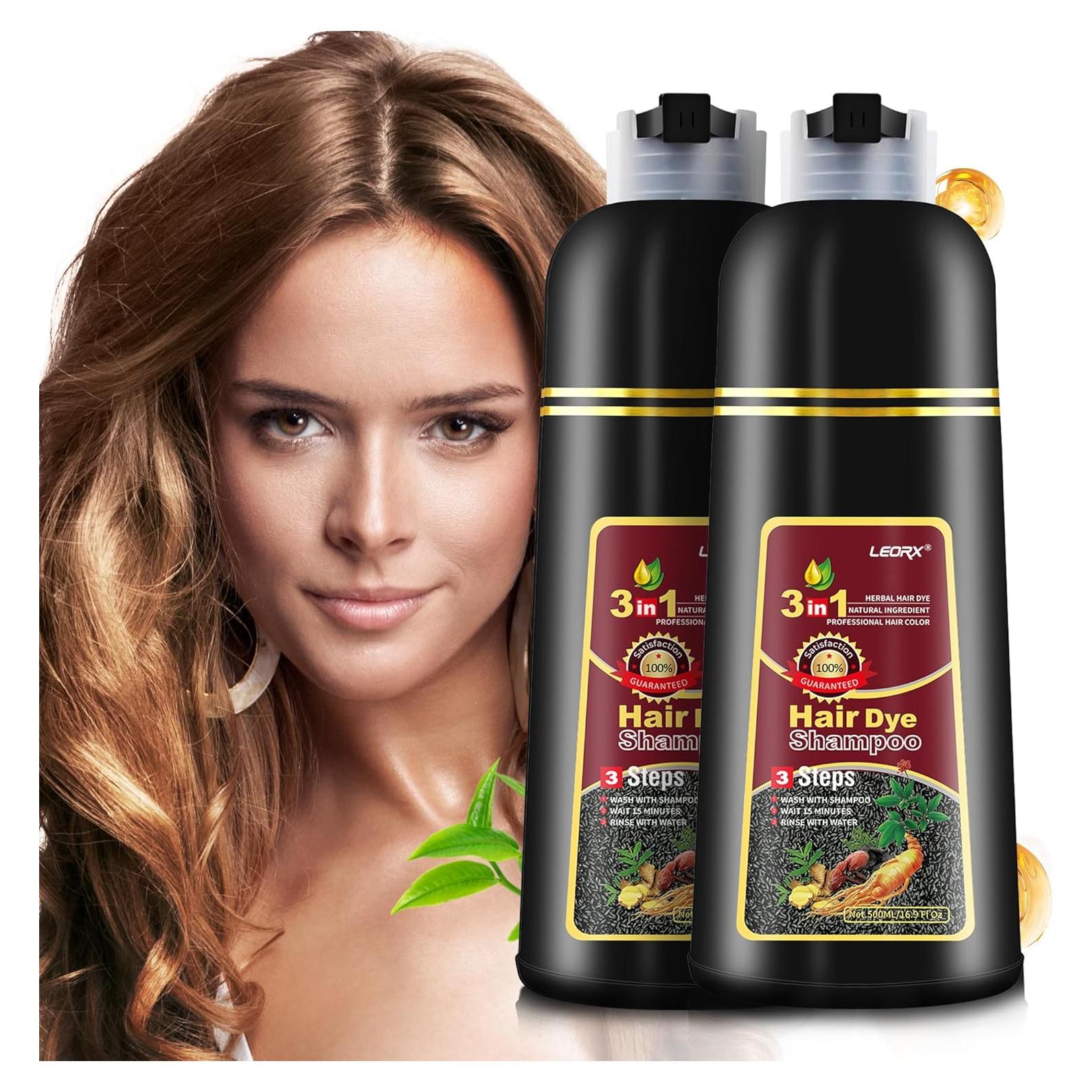 Champú Colorante 3 en 1 Leorx Marrón - 2 Piezas 1.17 kg