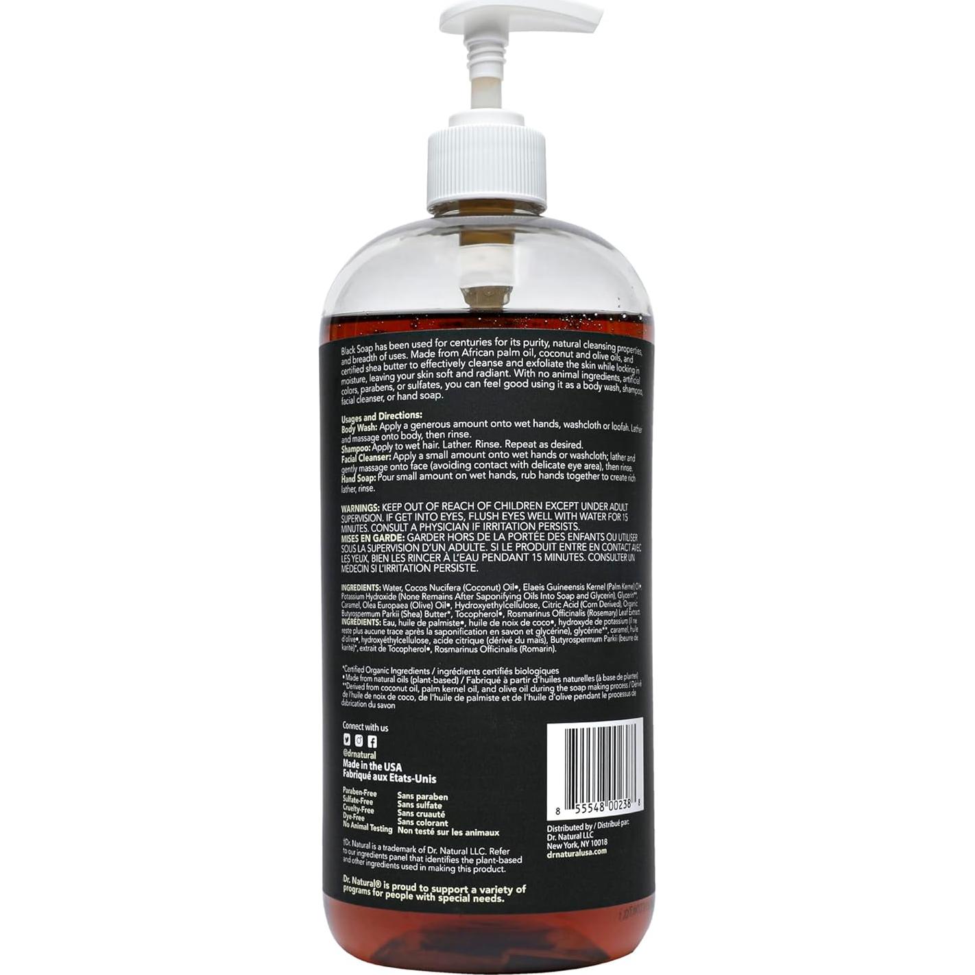 Jabón Líquido Negro Multiusos Dr. Natural 907 g - Hidratante