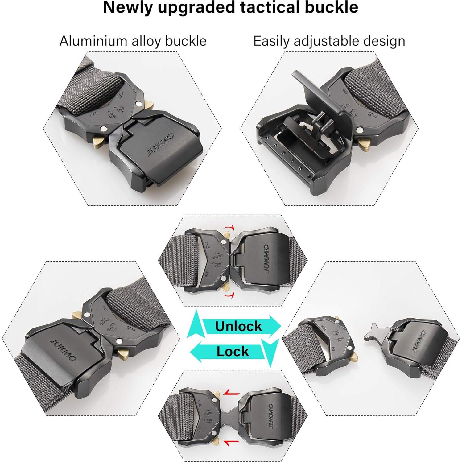 Cinturón Táctico JUKMO Paquete de 2 Nylon Militar 3,81 cm