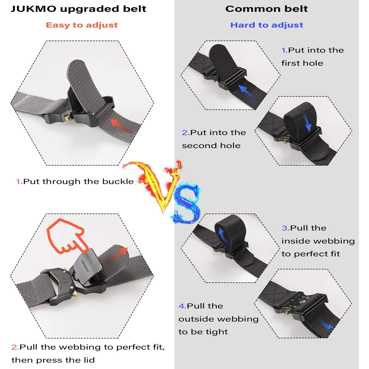 Cinturón Táctico JUKMO Paquete de 2 Nylon Militar 3,81 cm