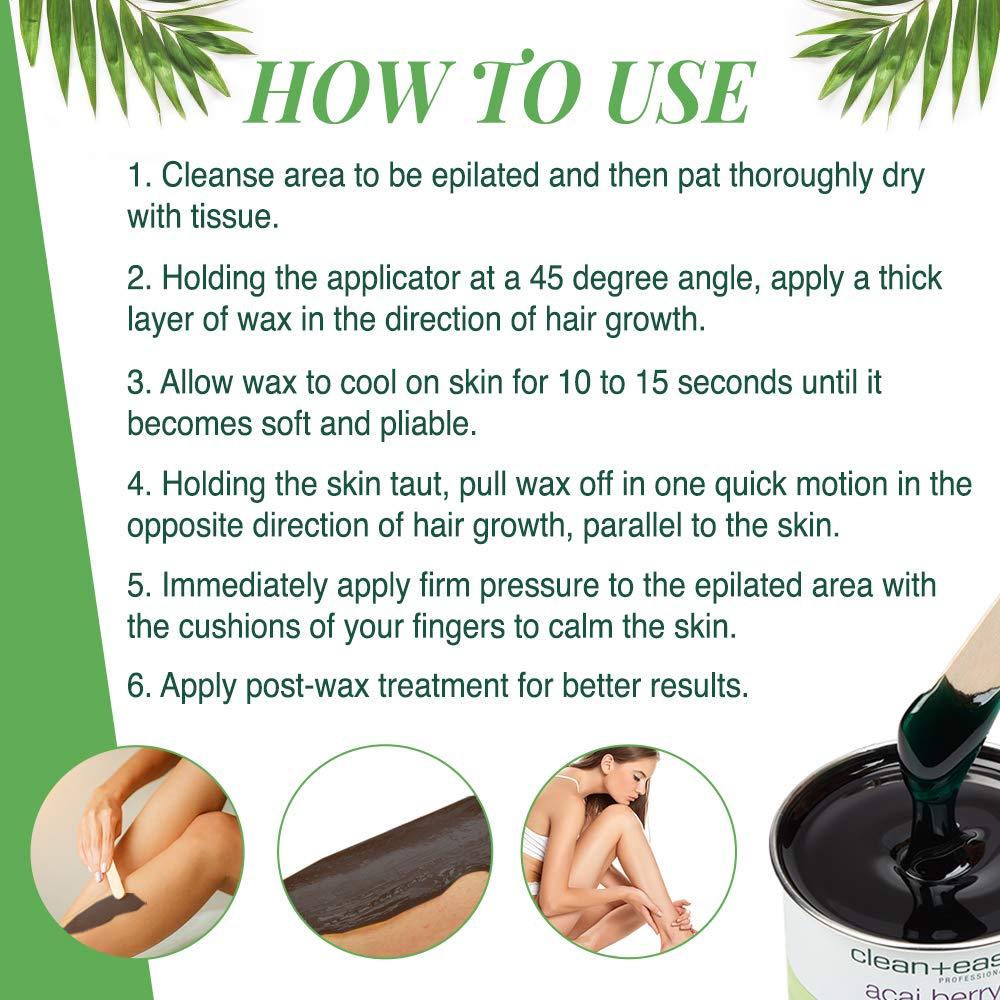 Cera Dura Clean + Easy Baya de Acai 396 g - Depilación Sin Tiras
