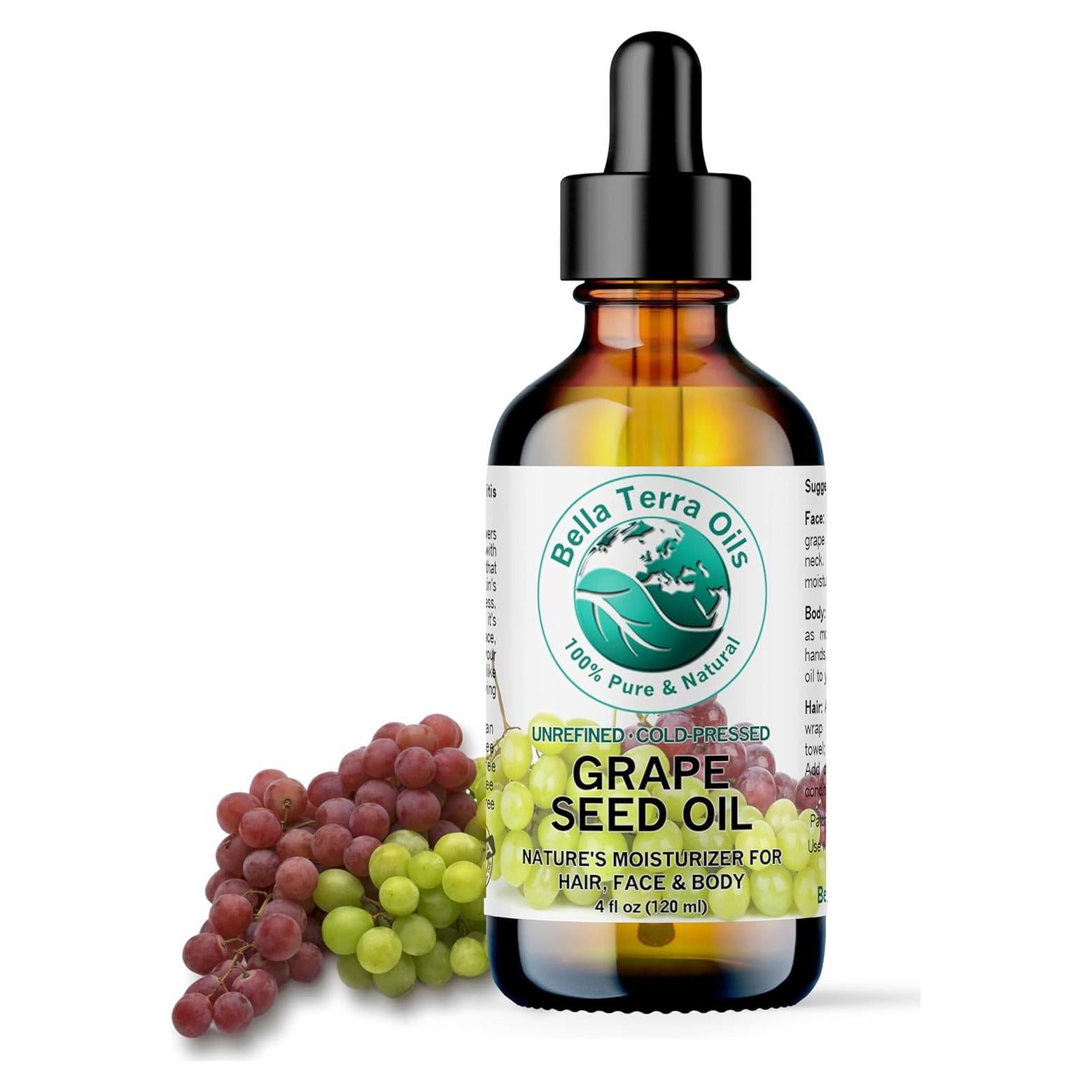 Aceite de Semilla de Uva Orgánico Bella Terra 60 ml Prensado en Frío