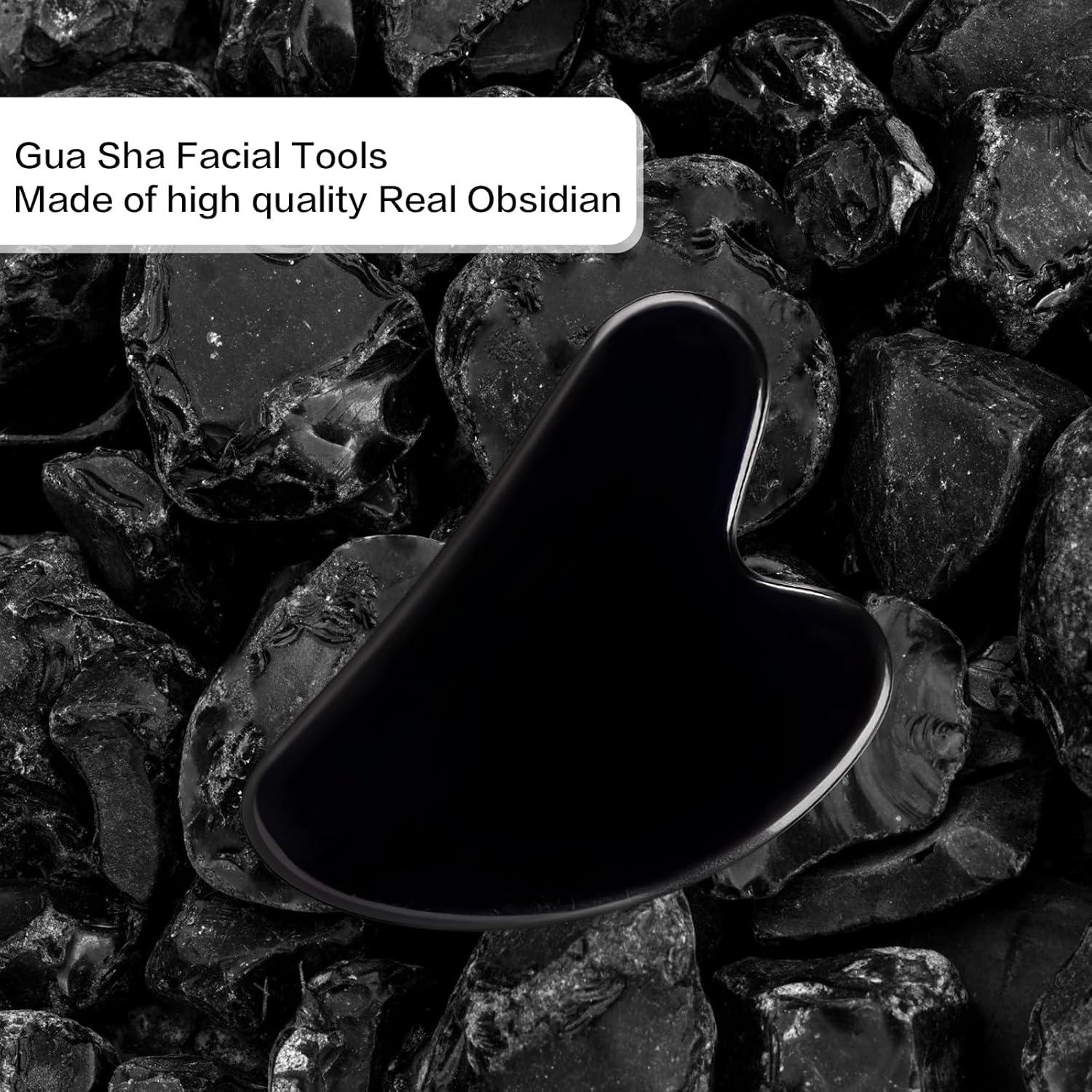 Herramienta Gua Sha Facial Obsidiana Negra FUIYOOCEN 7.79cm