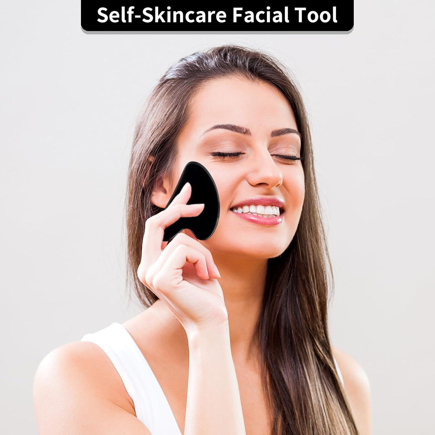 Herramienta Gua Sha Facial Obsidiana Negra FUIYOOCEN 7.79cm