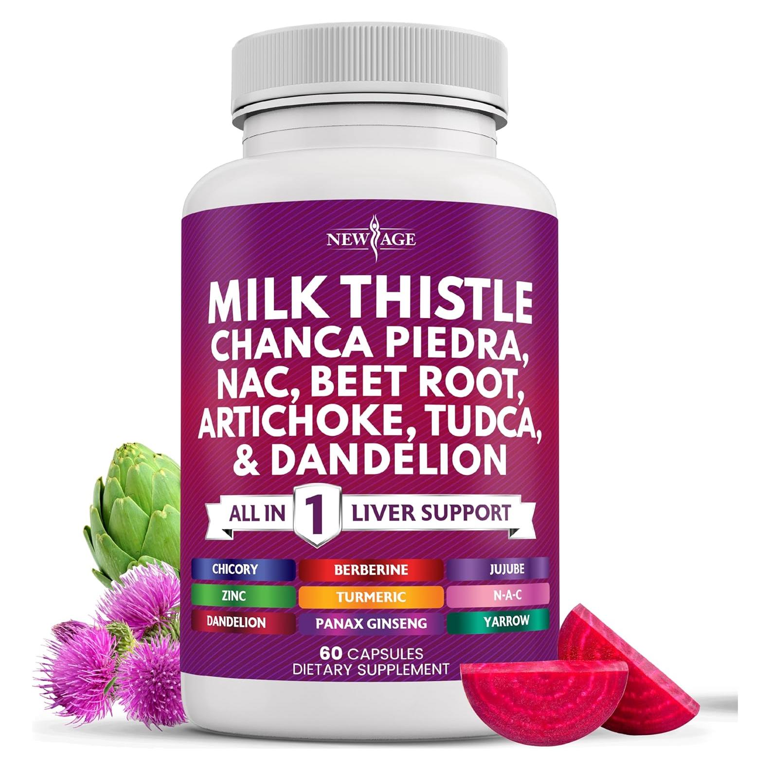 Suplemento Hepático Nueva Edad 60 Cápsulas Cardo Mariano