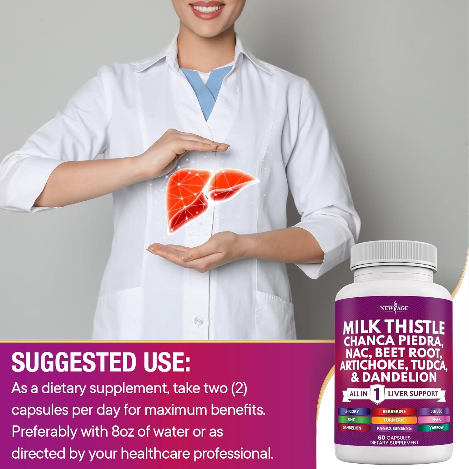 Suplemento Hepático Nueva Edad 60 Cápsulas Cardo Mariano