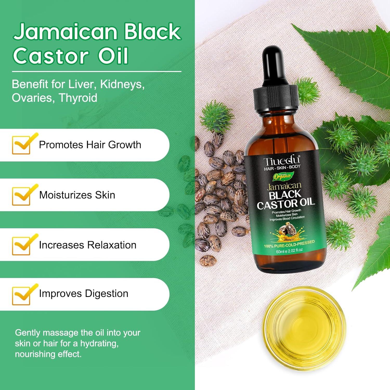 Aceite de Ricino Negro Jamaicano Tiuedu 59.7 ml Puro para Cabello