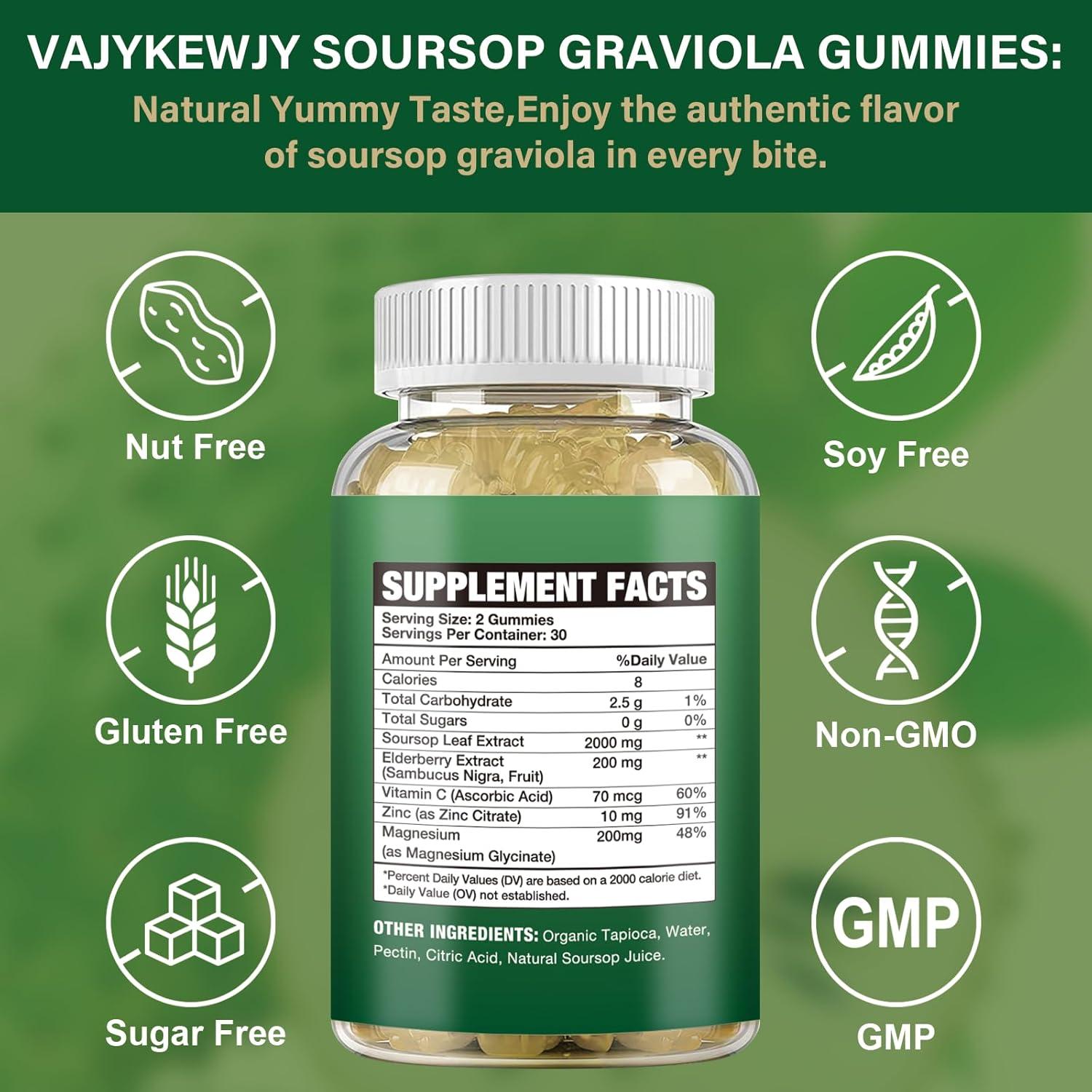 Gomitas de Graviola Veganas 2000mg - Vitamina C y Zinc 60 Unidades