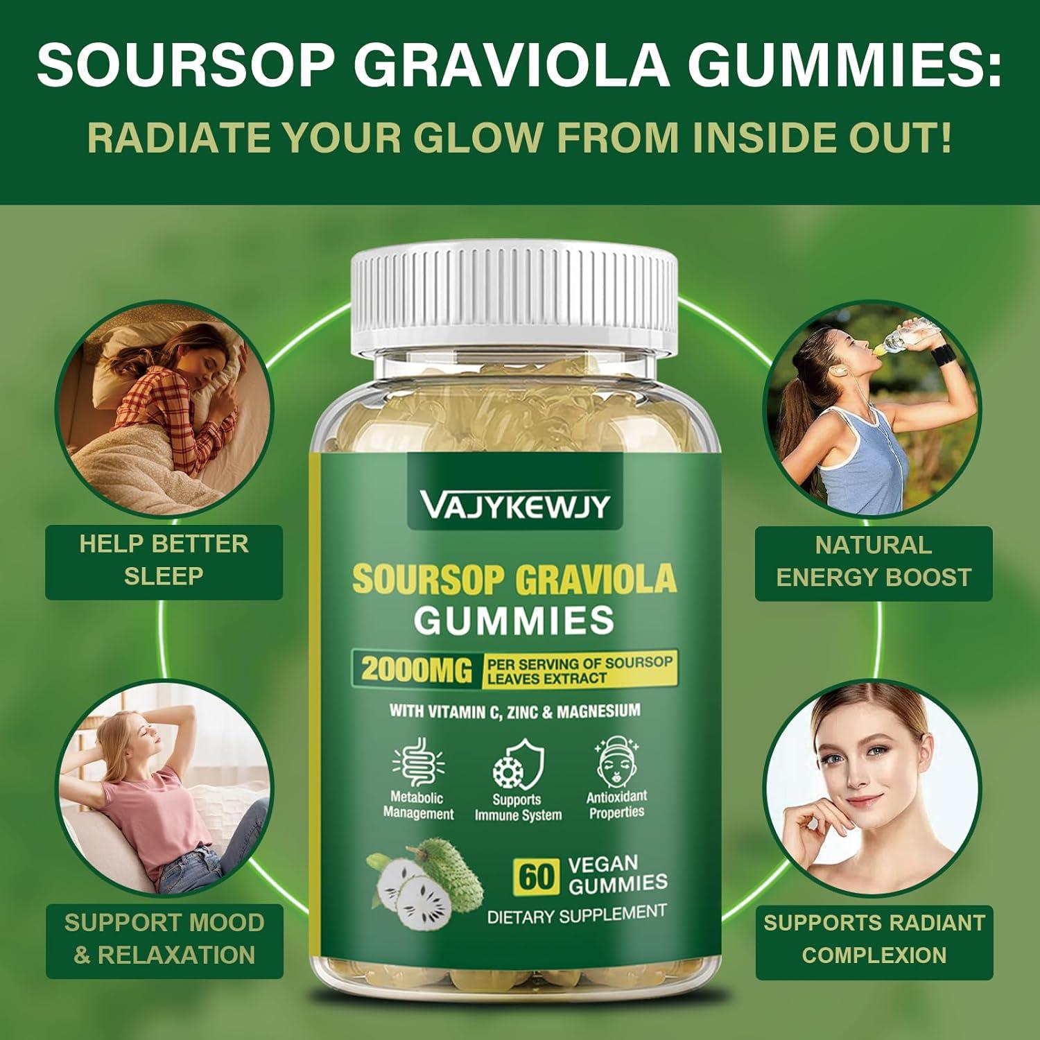 Gomitas de Graviola Veganas 2000mg - Vitamina C y Zinc 60 Unidades